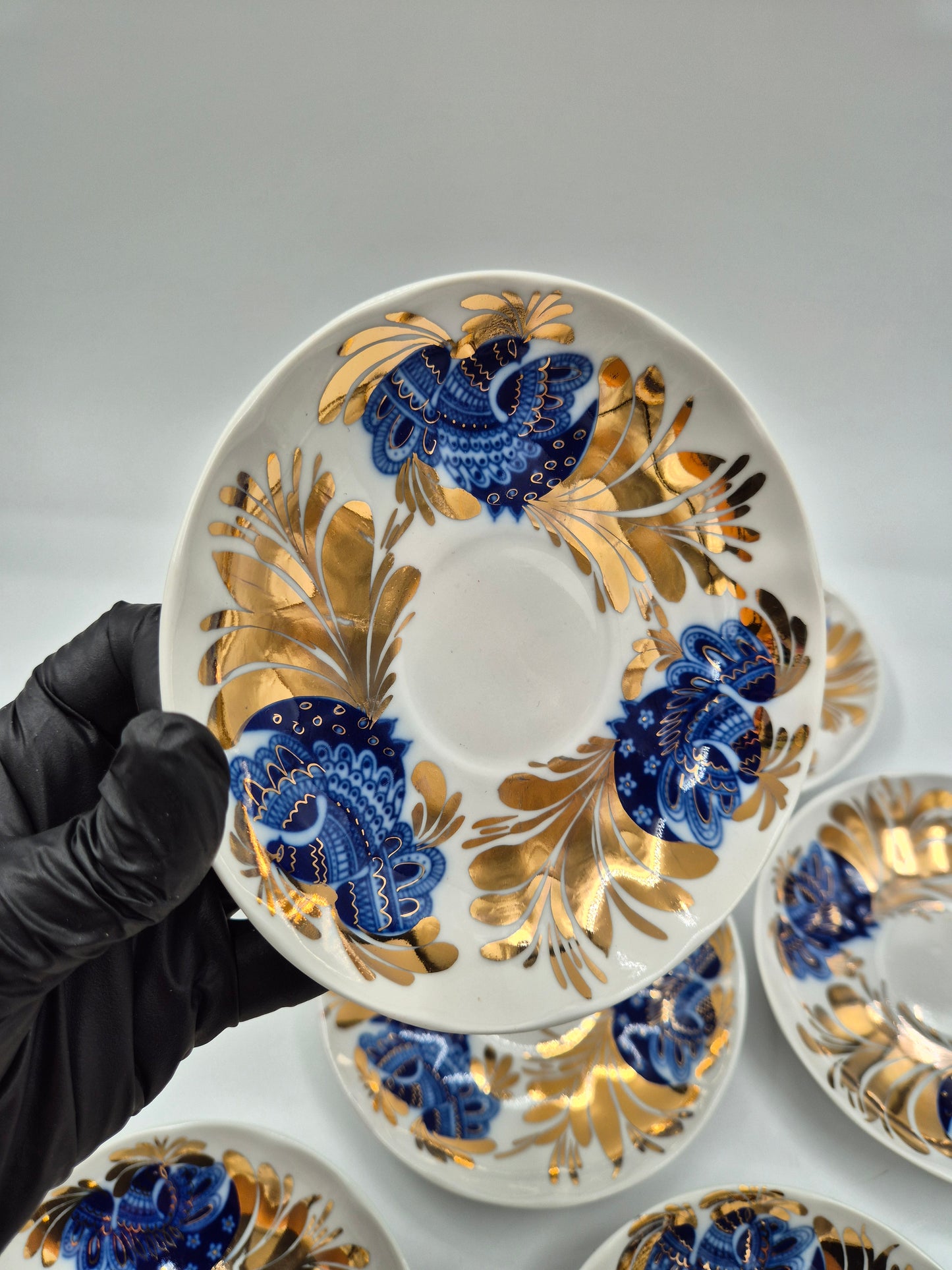 7 Lomonosov Golden Garden Tea Cup Set