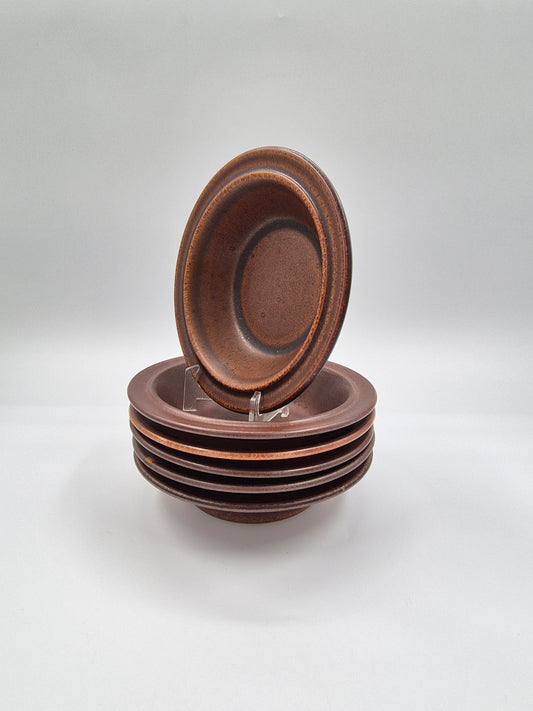 Set of 6 Arabia Ruska Deep Bowls – Finnish Vintage Brown Ceramic Bowls