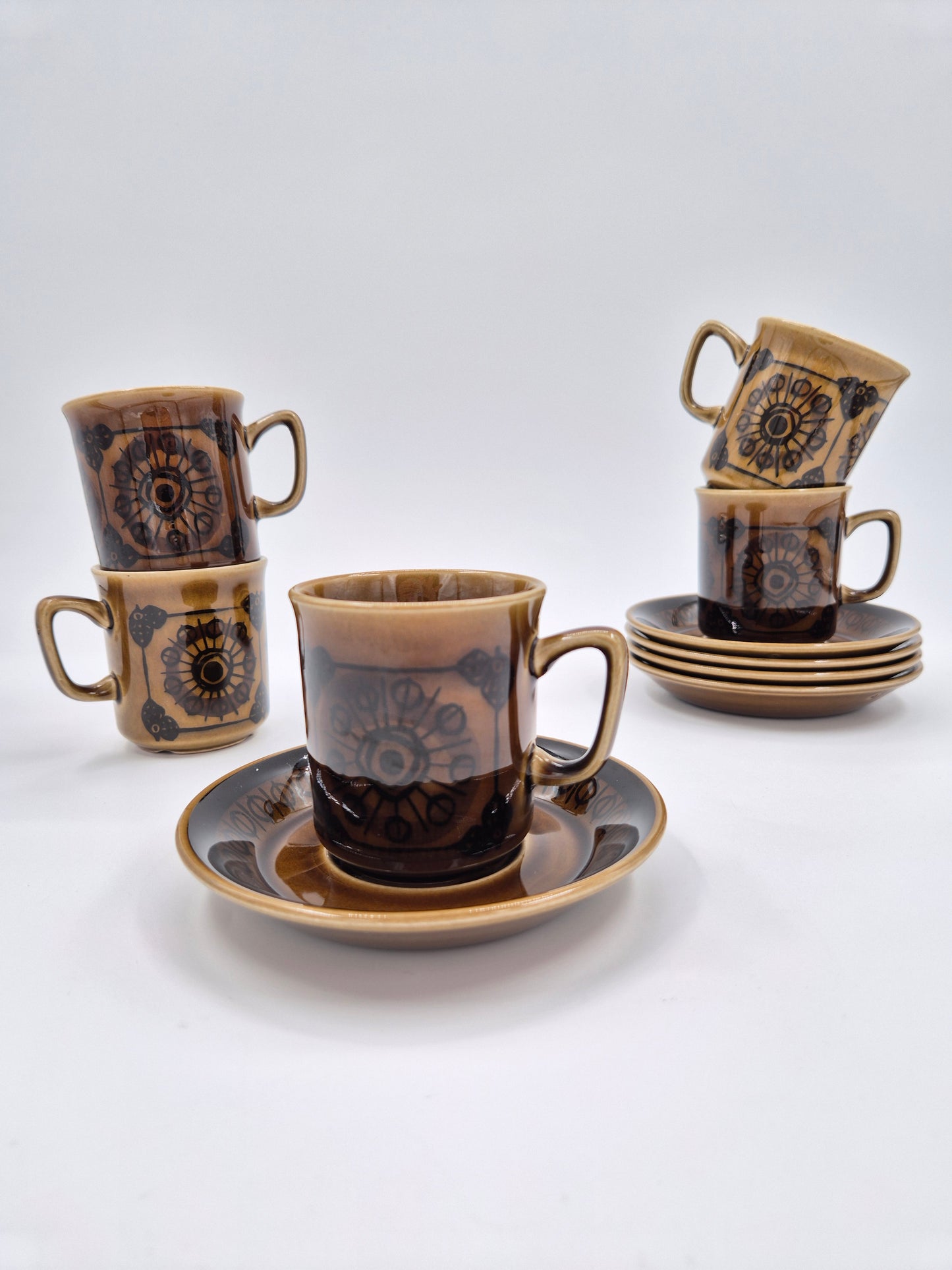 Set of 5 Vintage Stavangerflint Cup and Saucer