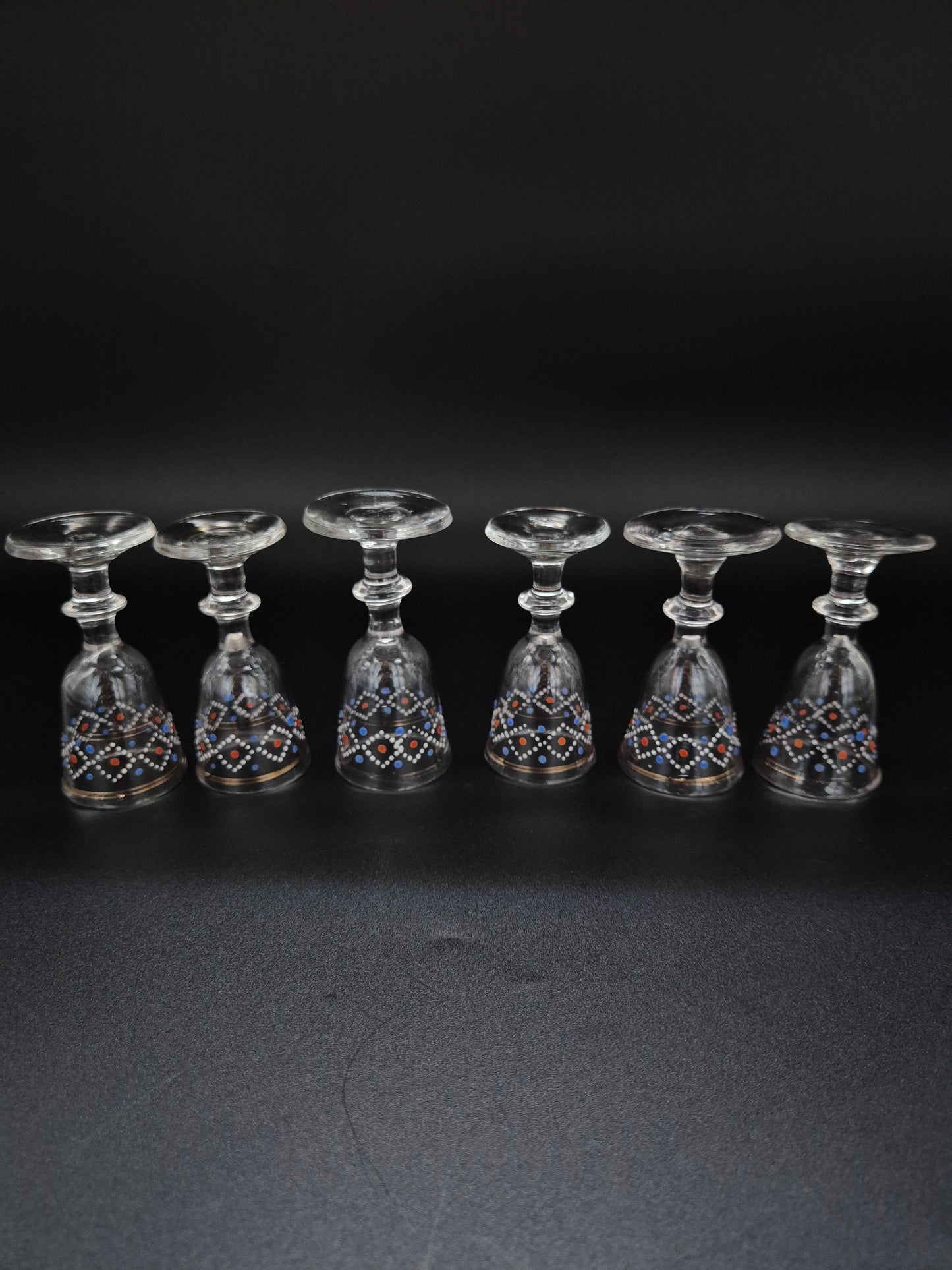 Hand-Painted Antique Carafe & 6 Glasses – Decorative Glassware Set