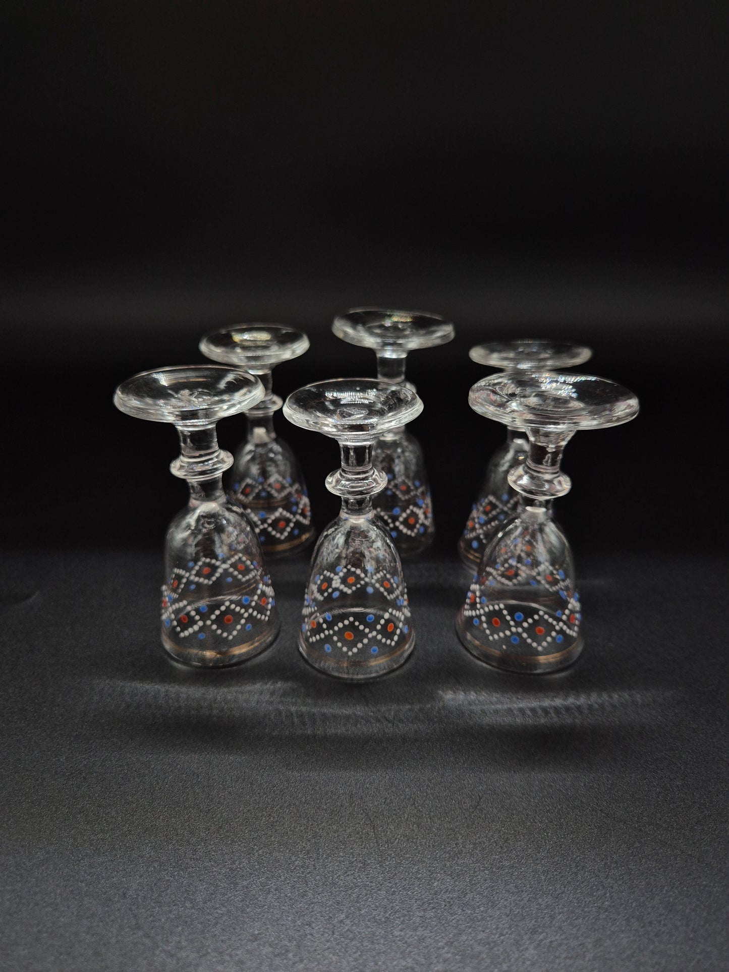 Hand-Painted Antique Carafe & 6 Glasses – Decorative Glassware Set
