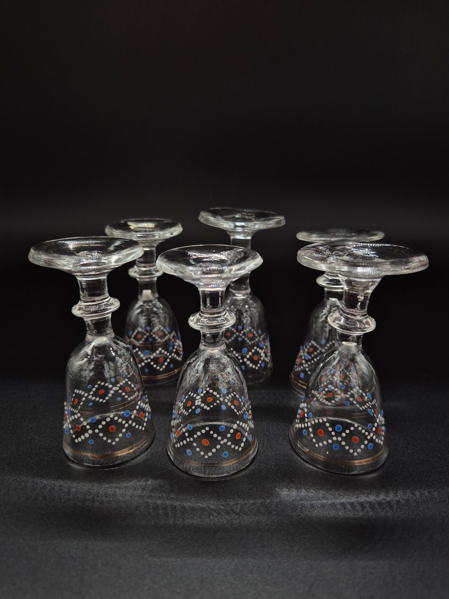 Hand-Painted Antique Carafe & 6 Glasses – Decorative Glassware Set
