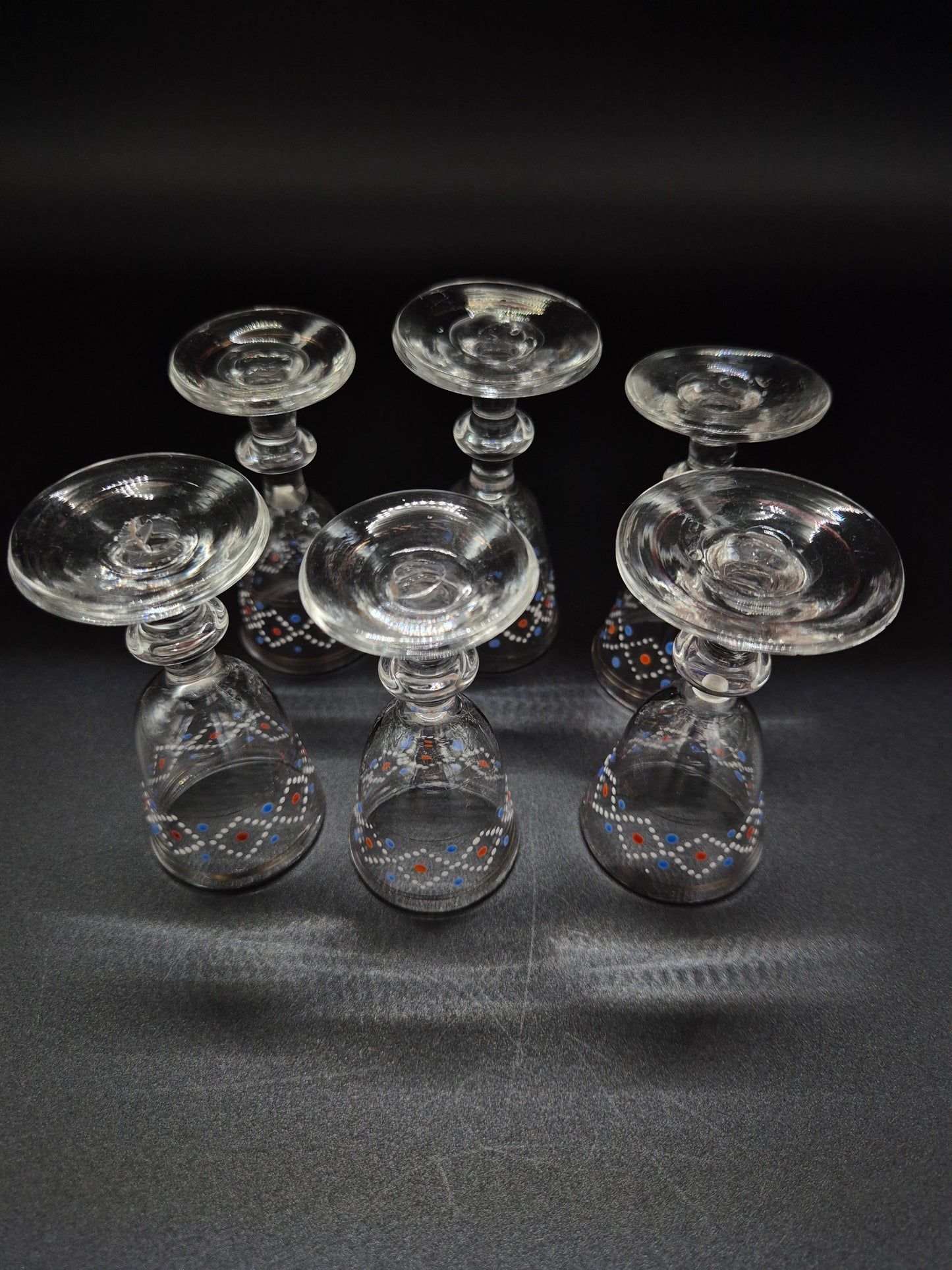 Hand-Painted Antique Carafe & 6 Glasses – Decorative Glassware Set
