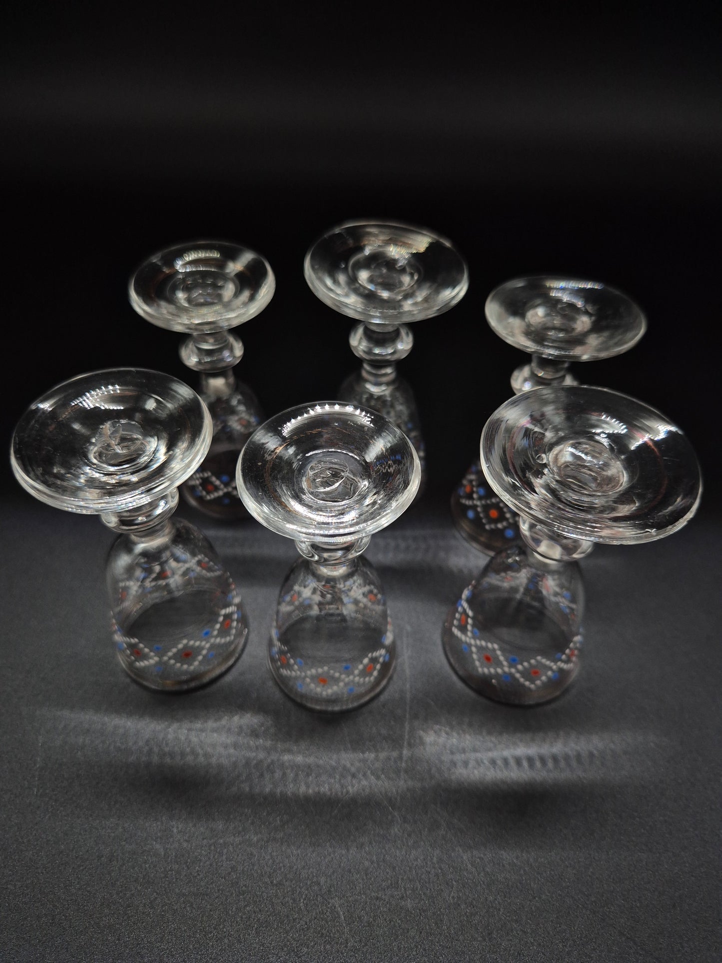 Hand-Painted Antique Carafe & 6 Glasses – Decorative Glassware Set
