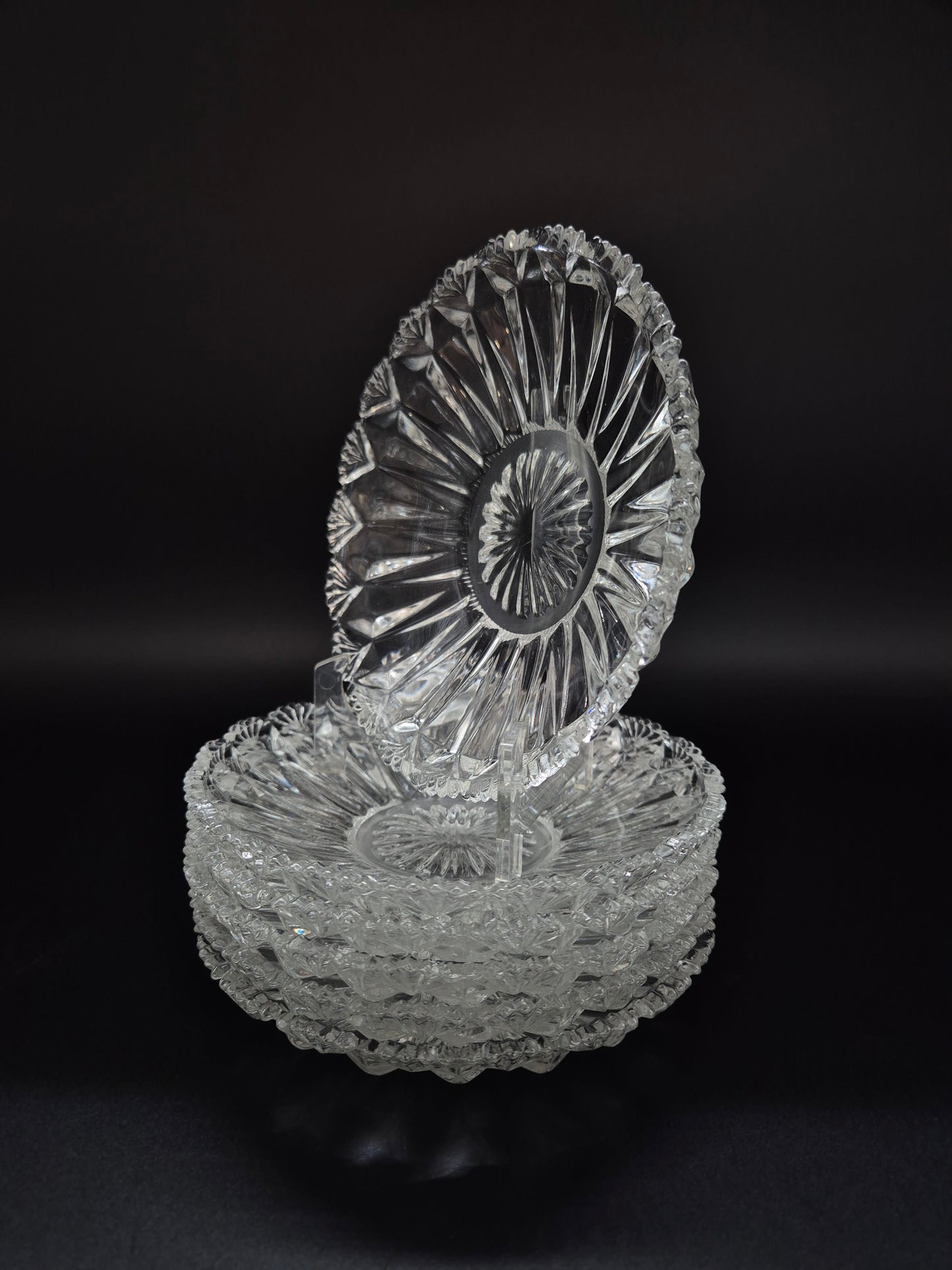 Vintage glazen dessertbord - elegant geperst glas