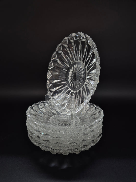 Vintage glazen dessertbord - elegant geperst glas