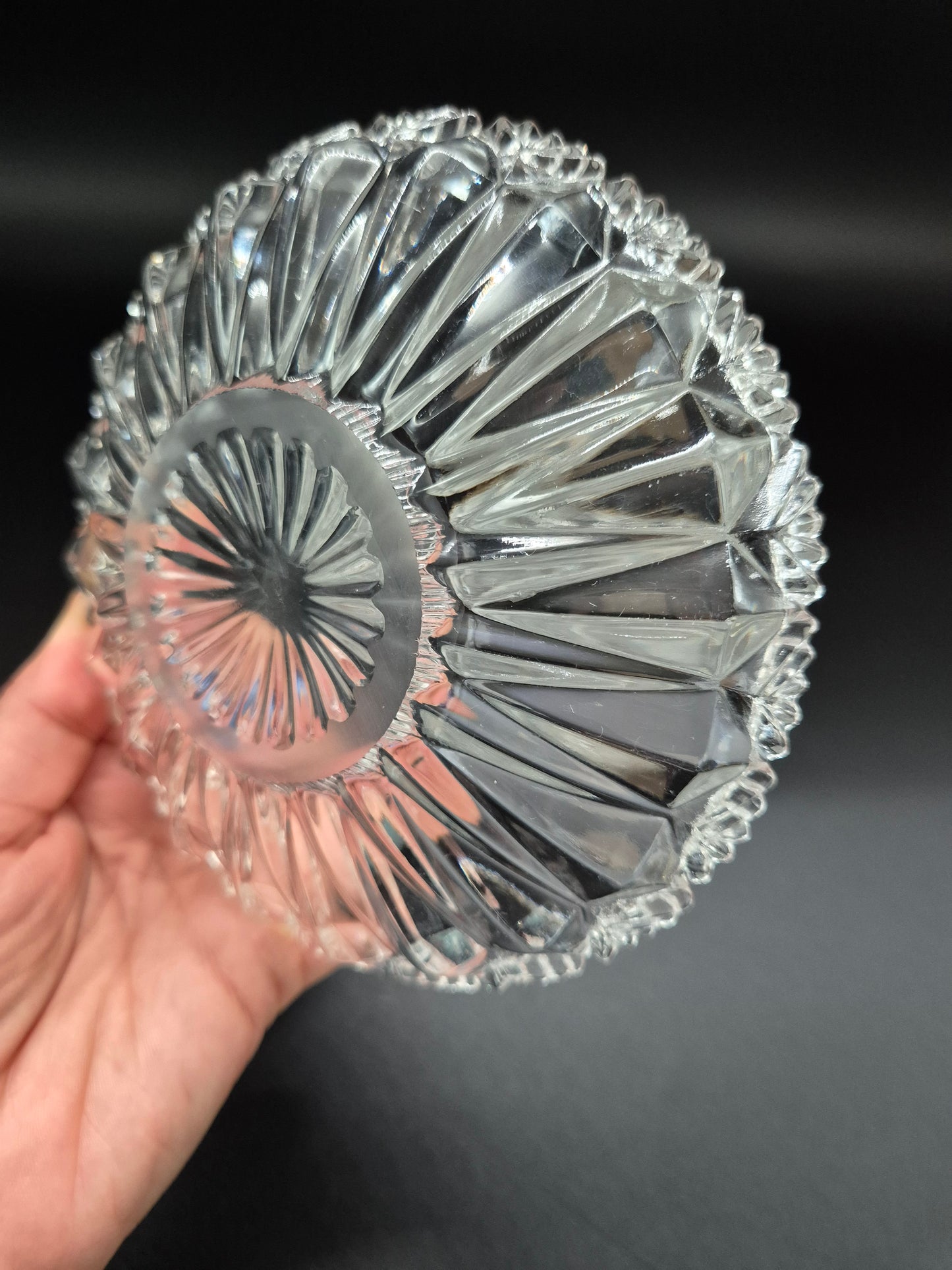 Vintage glazen dessertbord - elegant geperst glas