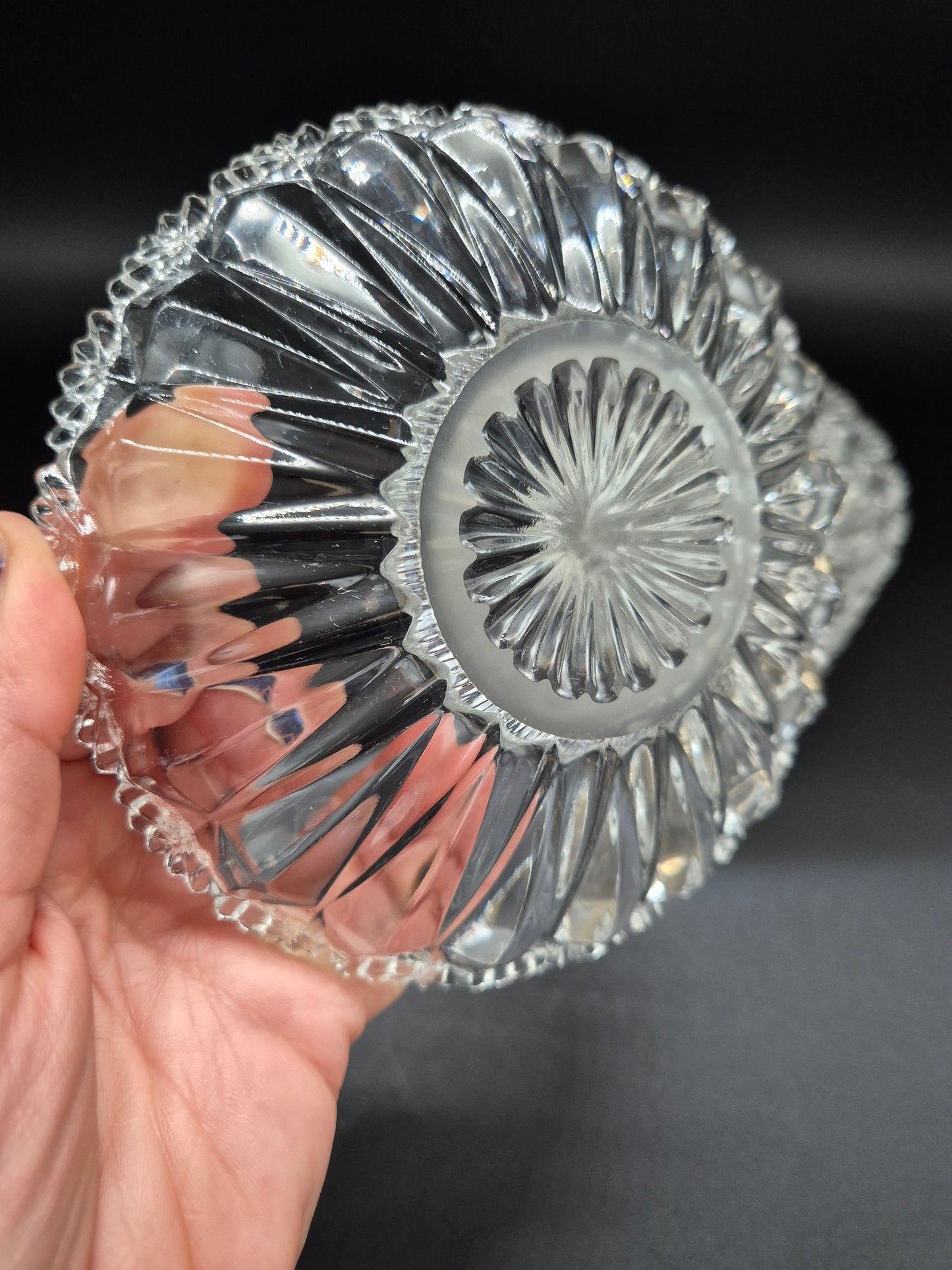 Vintage glazen dessertbord - elegant geperst glas