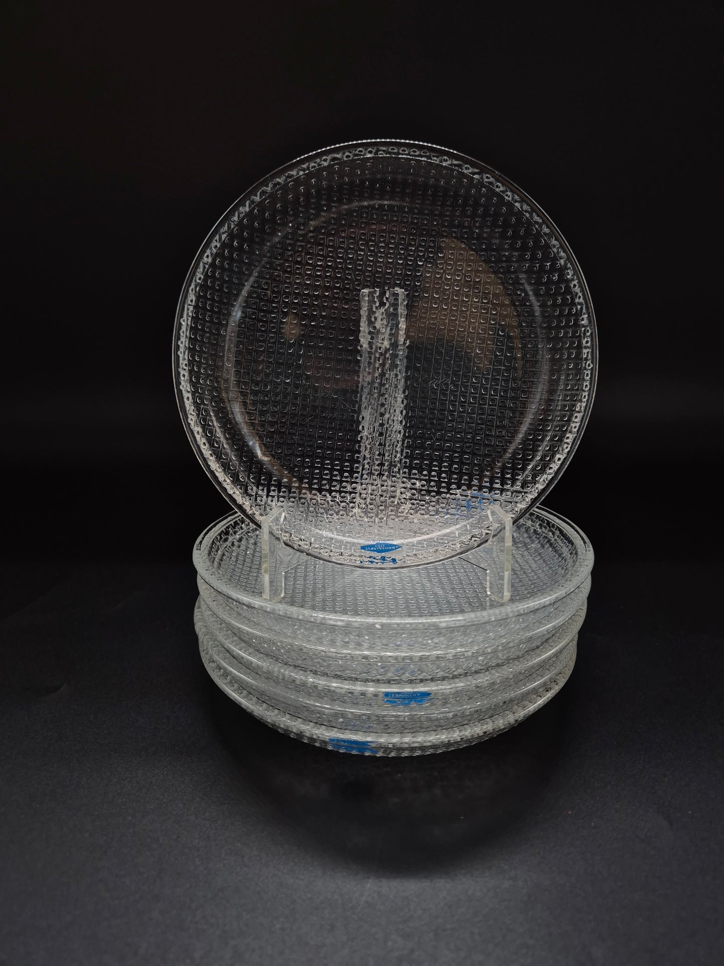 Set of Six Nuutajärvi Pauliina Glass Plate – 1990s Vintage by Kerttu Nurminen
