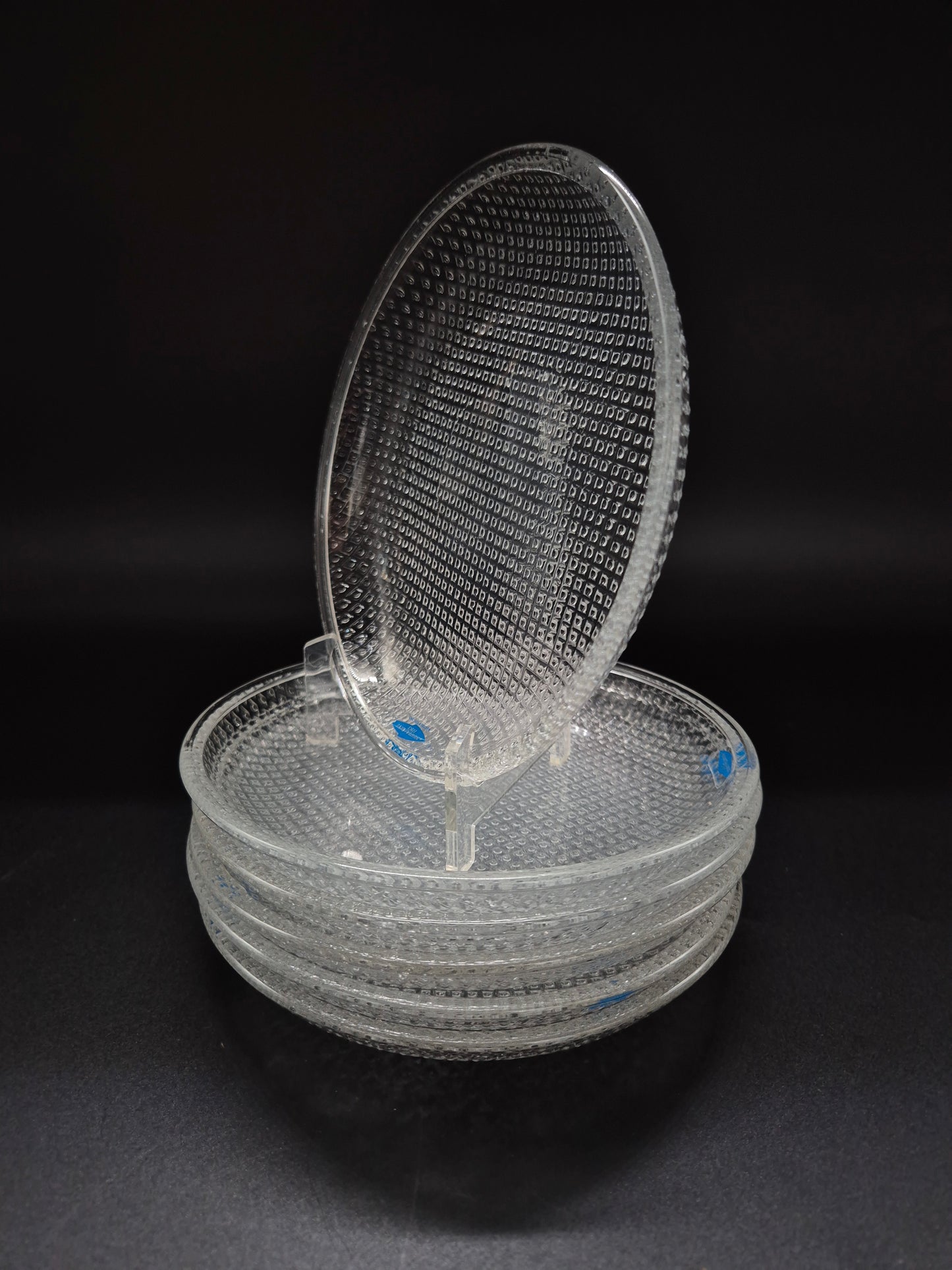 Set of Six Nuutajärvi Pauliina Glass Plate – 1990s Vintage by Kerttu Nurminen