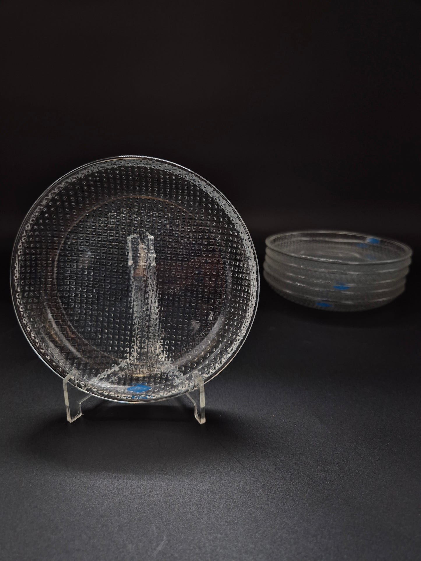 Set of Six Nuutajärvi Pauliina Glass Plate – 1990s Vintage by Kerttu Nurminen