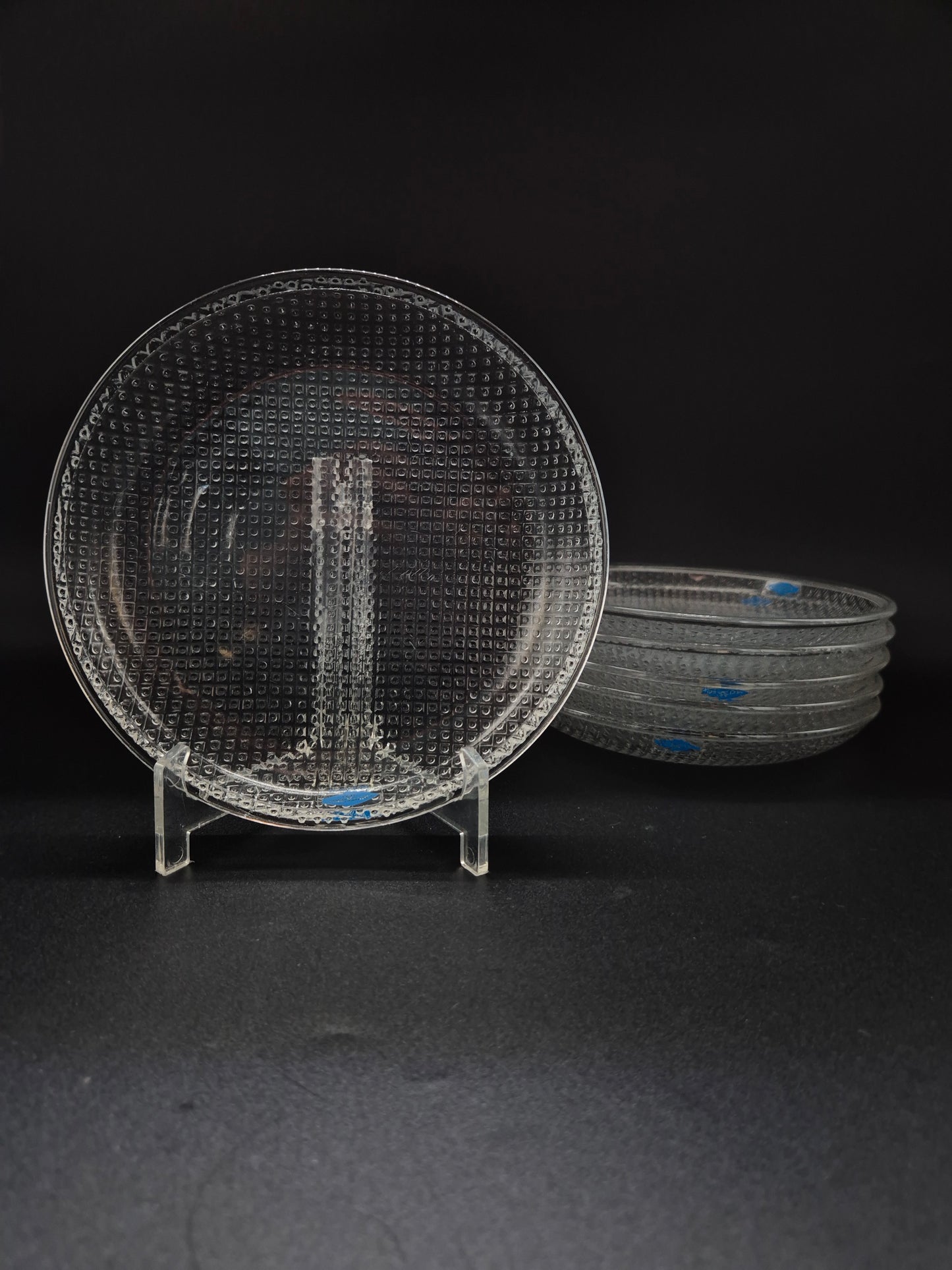 Set of Six Nuutajärvi Pauliina Glass Plate – 1990s Vintage by Kerttu Nurminen