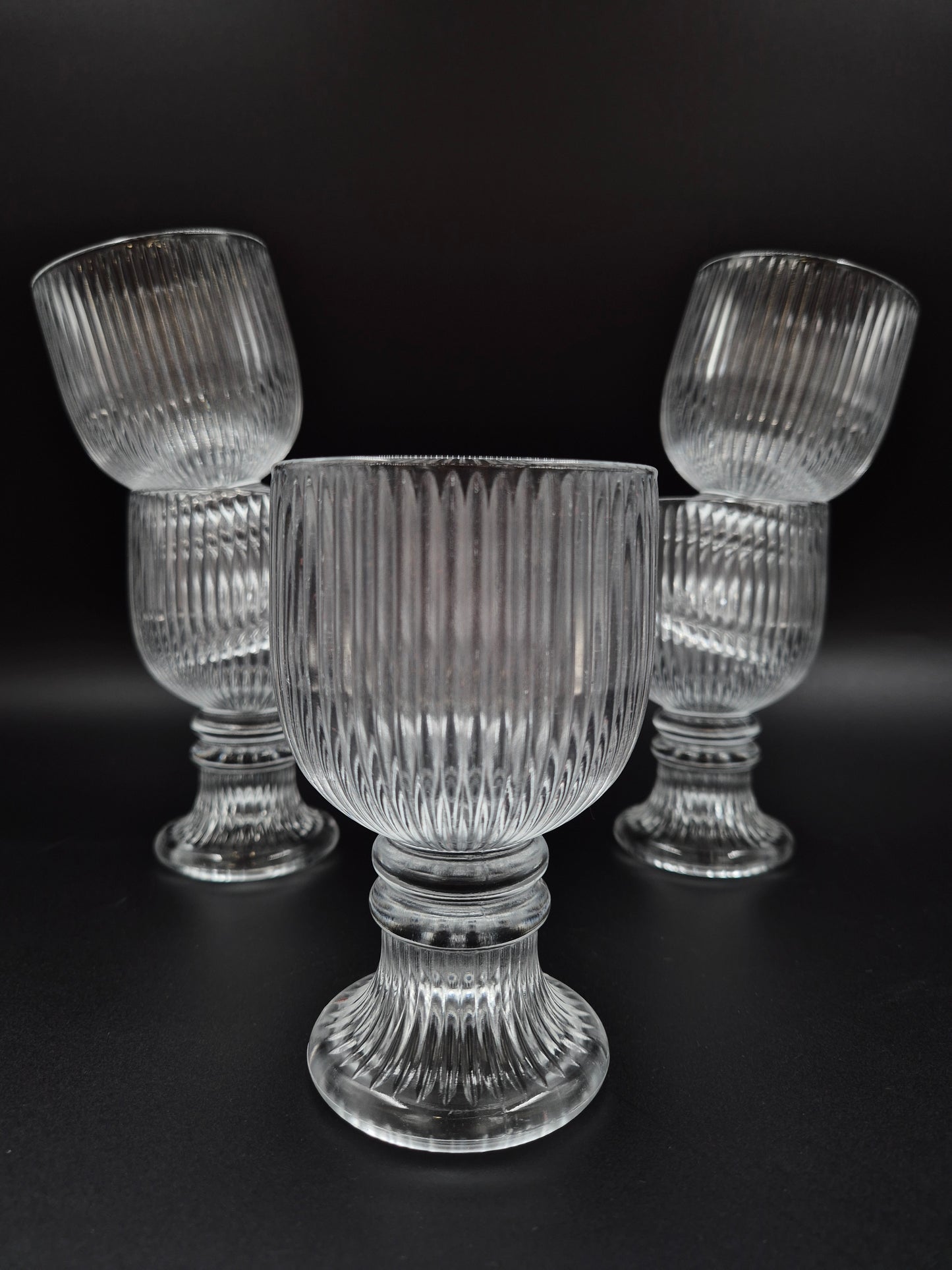 Set of 5 Iittala Viktor Glass by Valto Kokko Vintage Finnish Ribbed Glass 13.5 cm