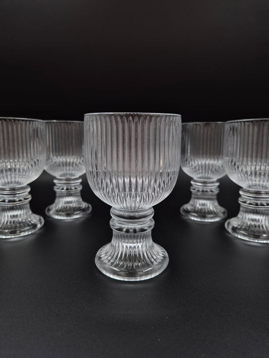 Set of 5 Iittala Viktor Glass by Valto Kokko Vintage Finnish Ribbed Glass 13.5 cm