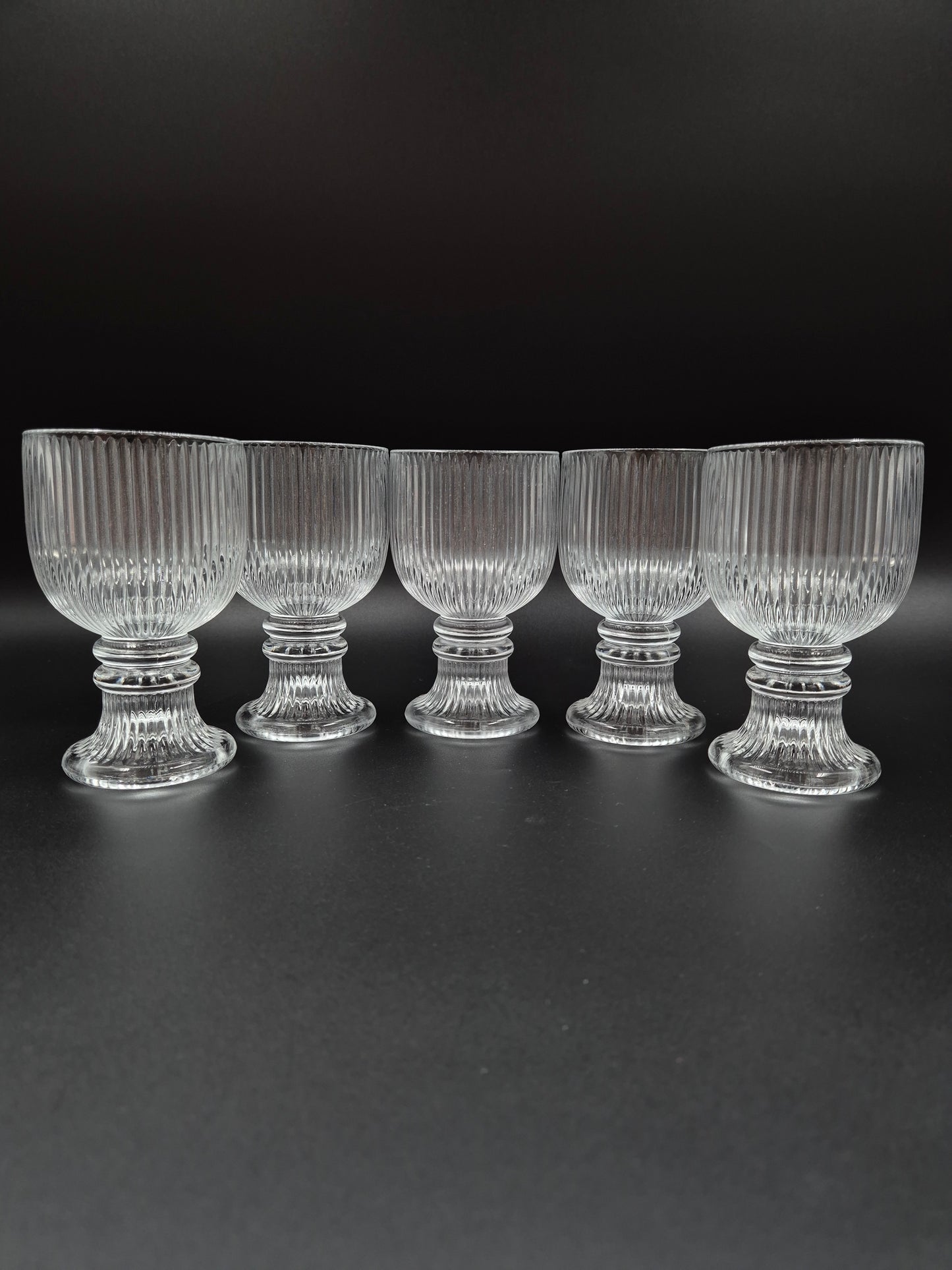 Set of 5 Iittala Viktor Glass by Valto Kokko Vintage Finnish Ribbed Glass 13.5 cm