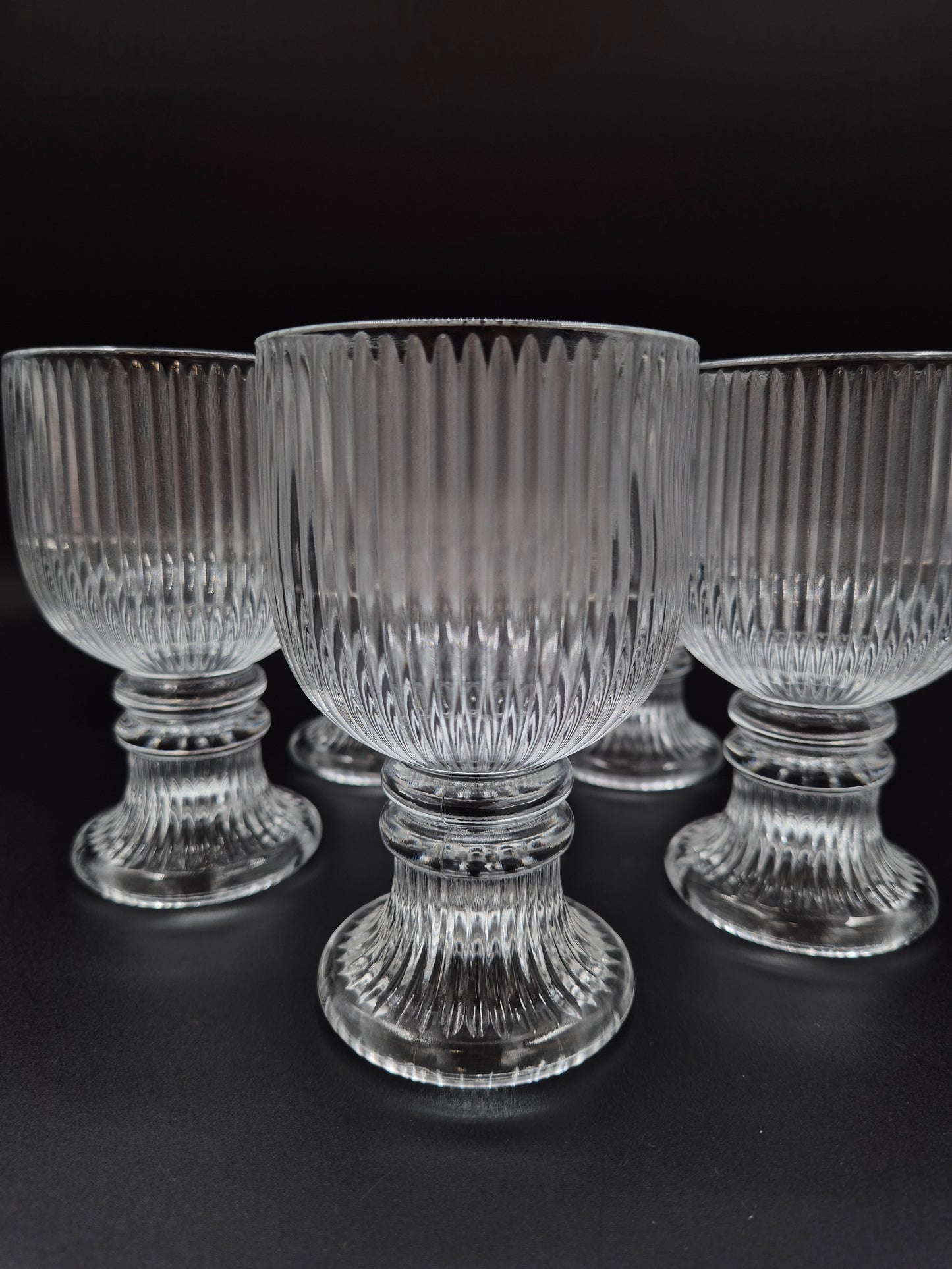 Set of 5 Iittala Viktor Glass by Valto Kokko Vintage Finnish Ribbed Glass 13.5 cm