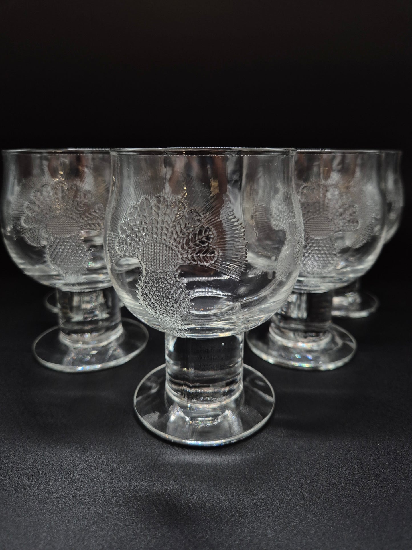 Set of 6 Finnish Nuutajärvi "Silja Stemmed" Glasses, Designed by Heikki Orvola
