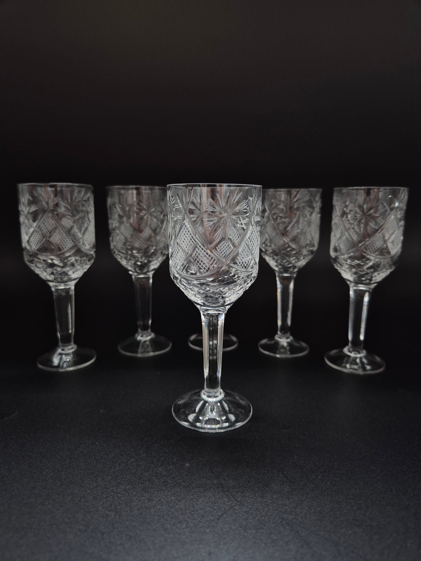 Set van 6 kristallen bekers