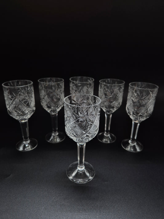 Set van 6 kristallen bekers