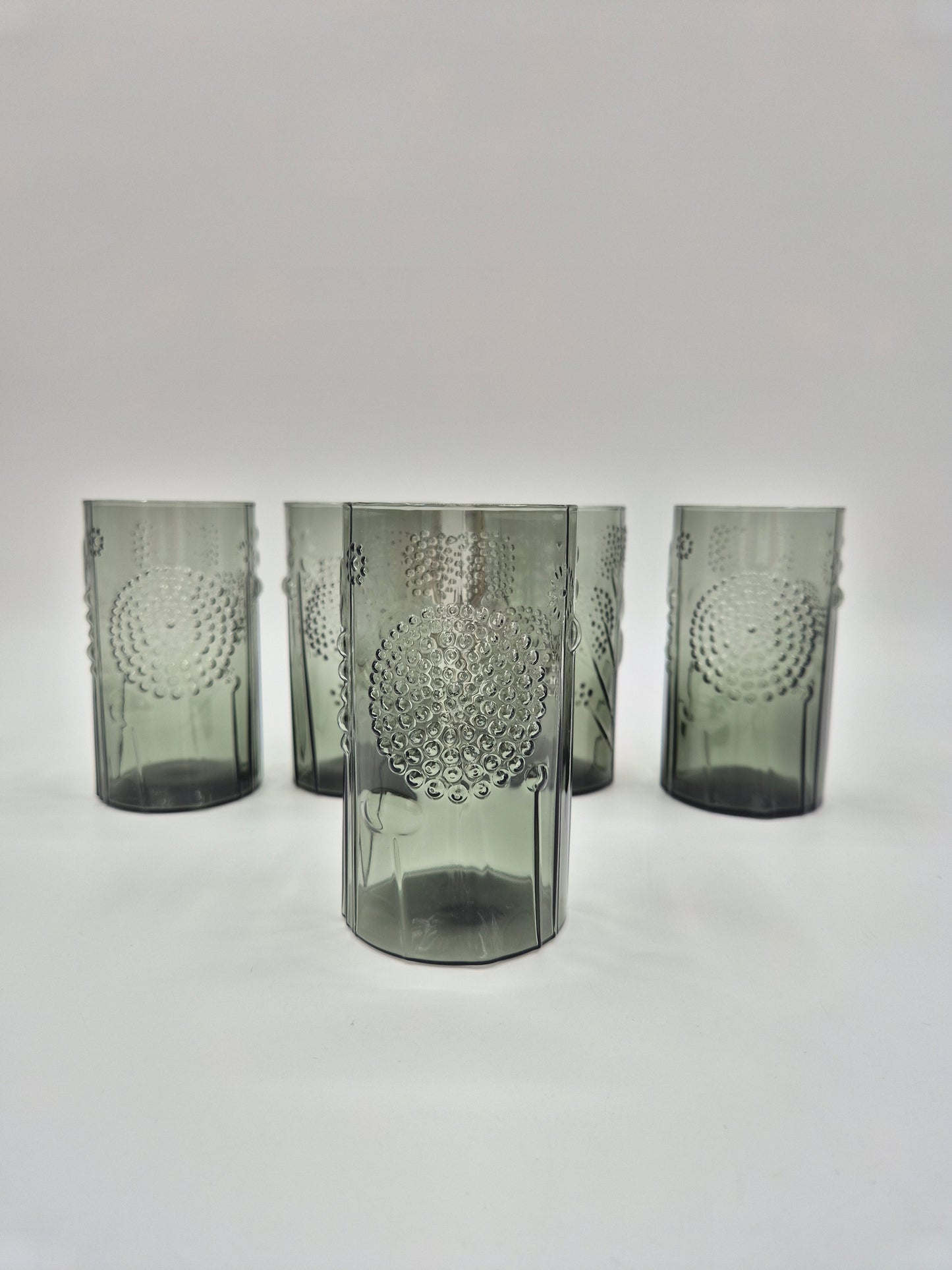 Set of 5 Iittala Finland Nuutajärvi Flora Tumbler by Oiva Toikka
