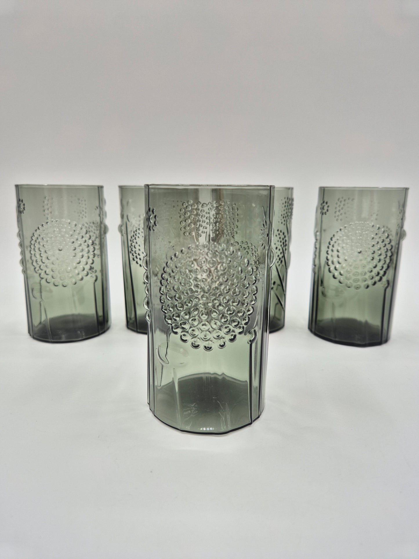 Set of 5 Iittala Finland Nuutajärvi Flora Tumbler by Oiva Toikka
