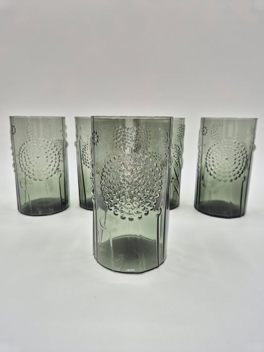 Set of 5 Iittala Finland Nuutajärvi Flora Tumbler by Oiva Toikka