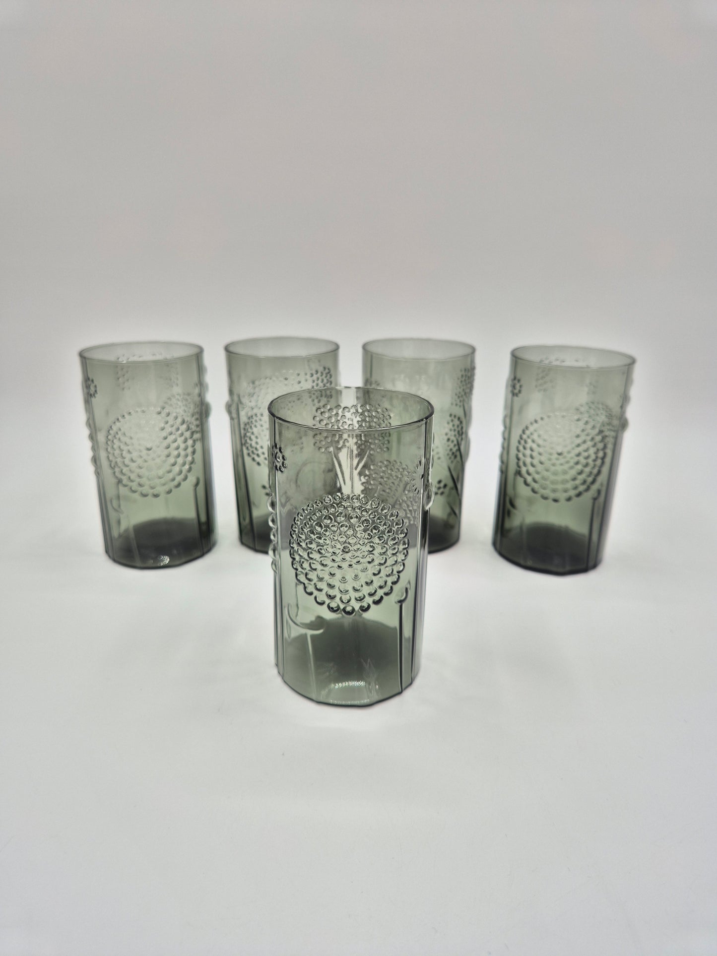 Set of 5 Iittala Finland Nuutajärvi Flora Tumbler by Oiva Toikka