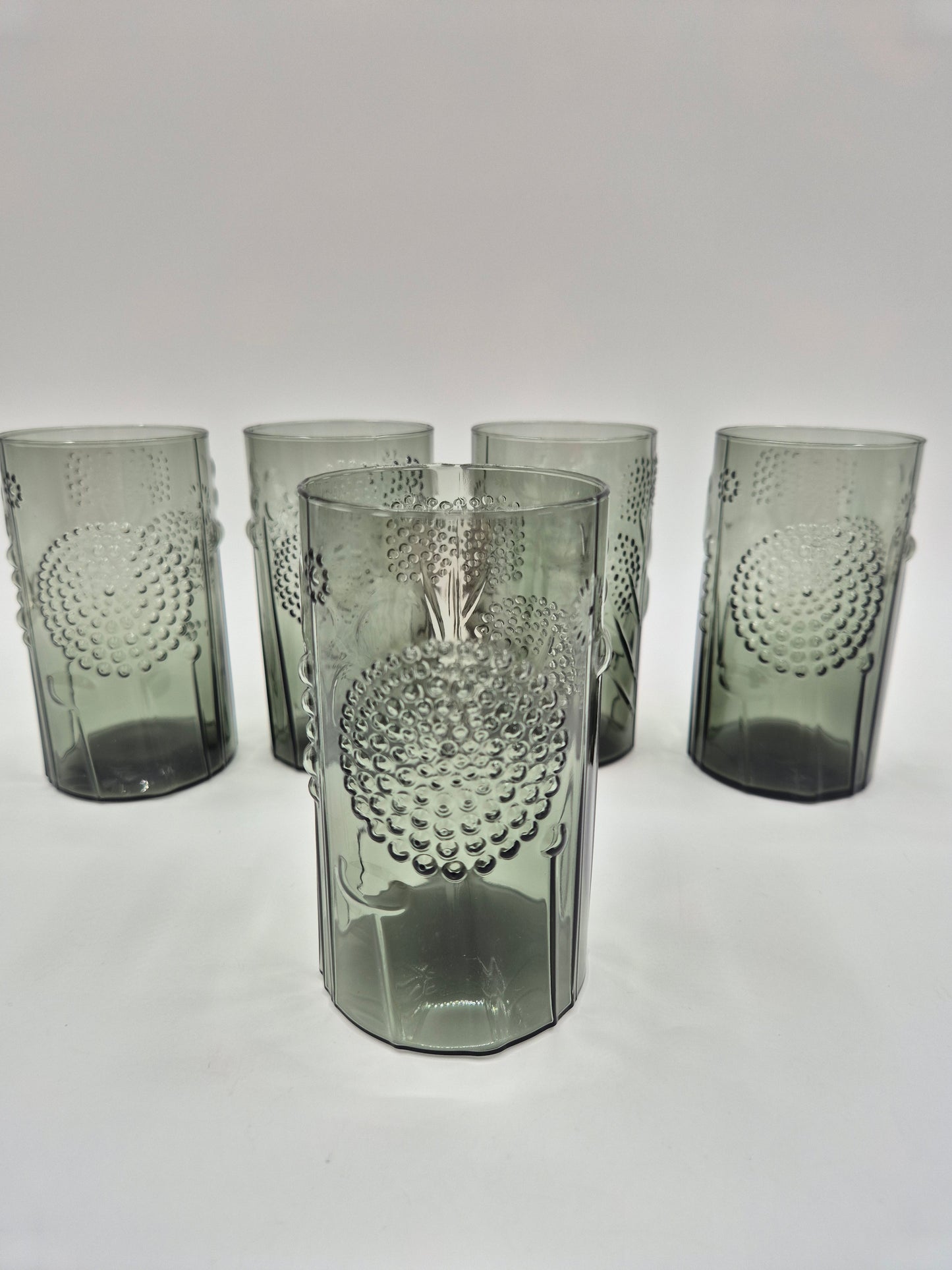 Set of 5 Iittala Finland Nuutajärvi Flora Tumbler by Oiva Toikka