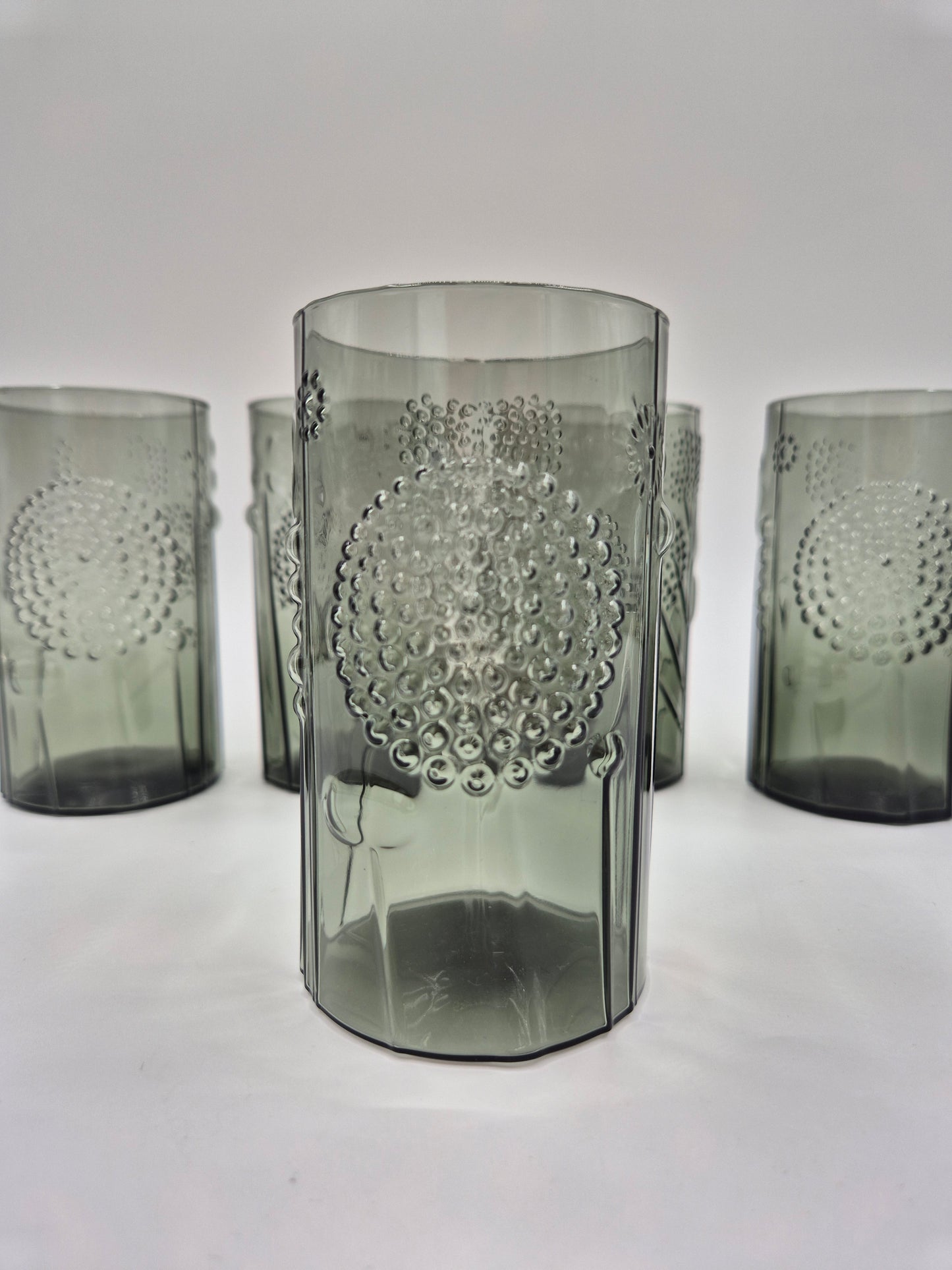 Set of 5 Iittala Finland Nuutajärvi Flora Tumbler by Oiva Toikka