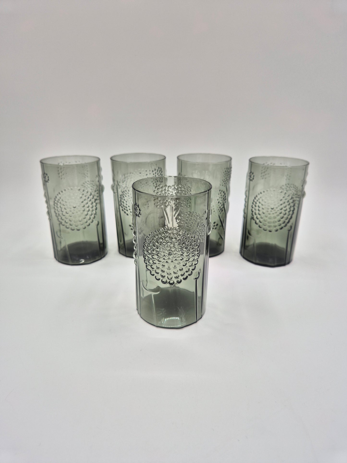 Set of 5 Iittala Finland Nuutajärvi Flora Tumbler by Oiva Toikka