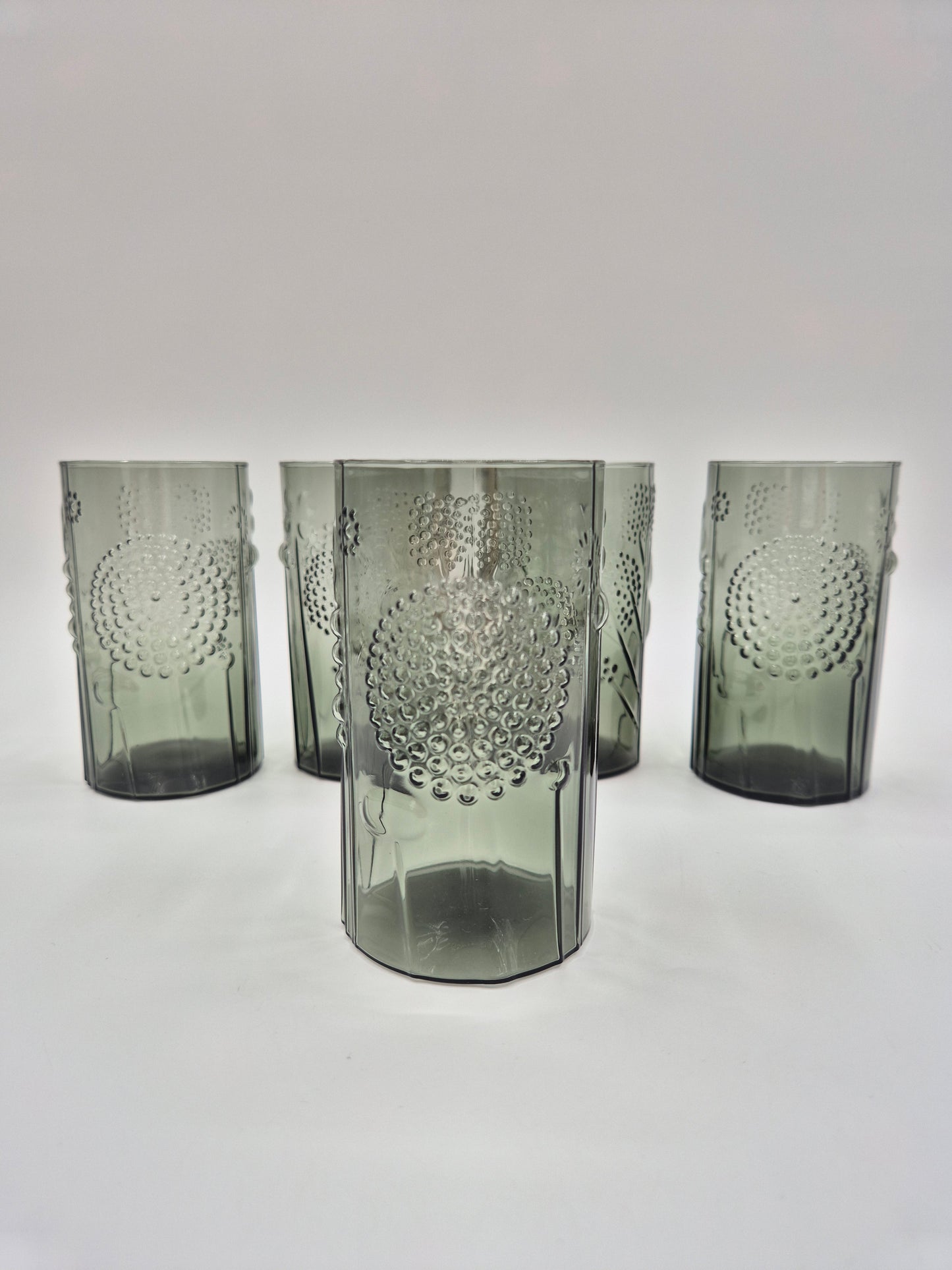 Set of 5 Iittala Finland Nuutajärvi Flora Tumbler by Oiva Toikka