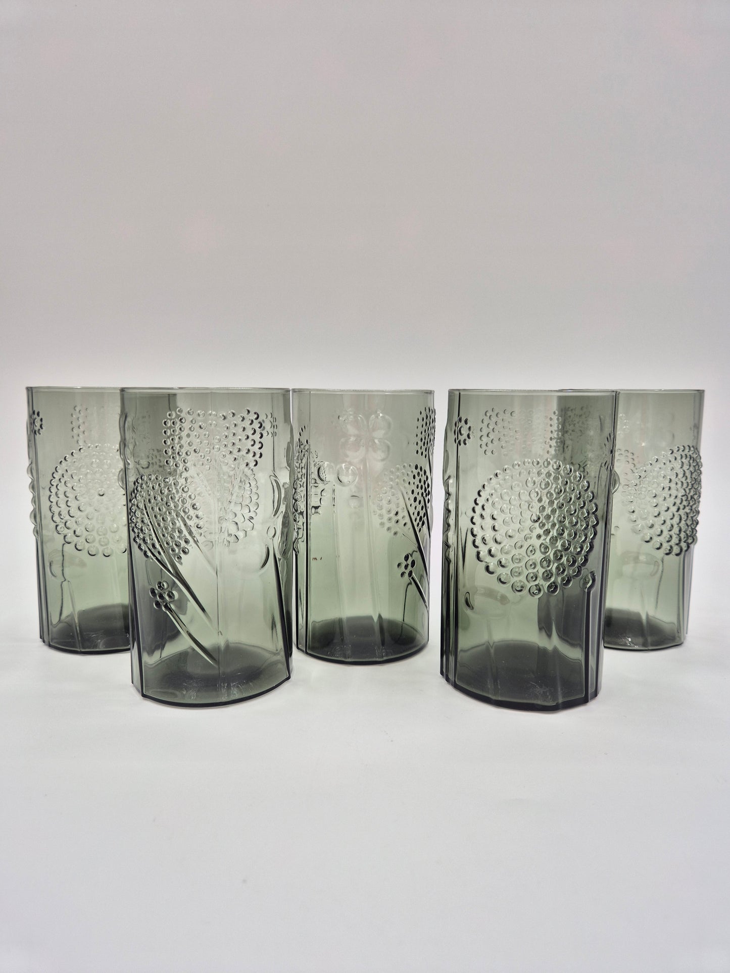 Set of 5 Iittala Finland Nuutajärvi Flora Tumbler by Oiva Toikka
