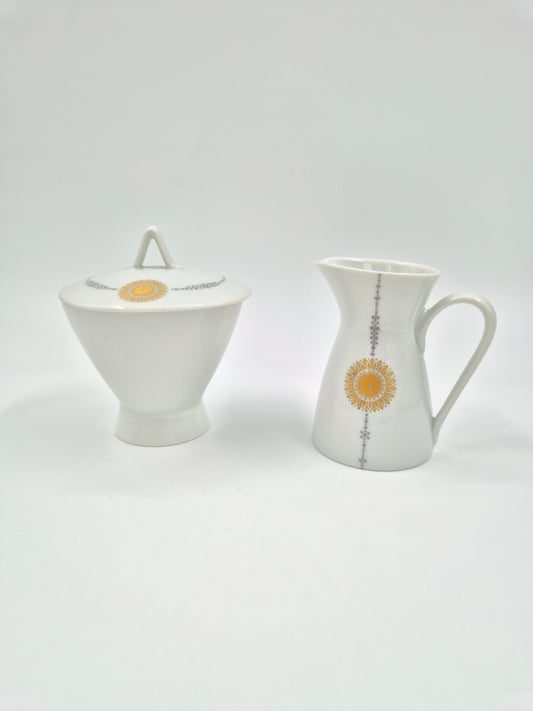 Vintage Rosenthal Sugar Bowl and Creamer Set – Midnight Sun by Tapio Wirkkala