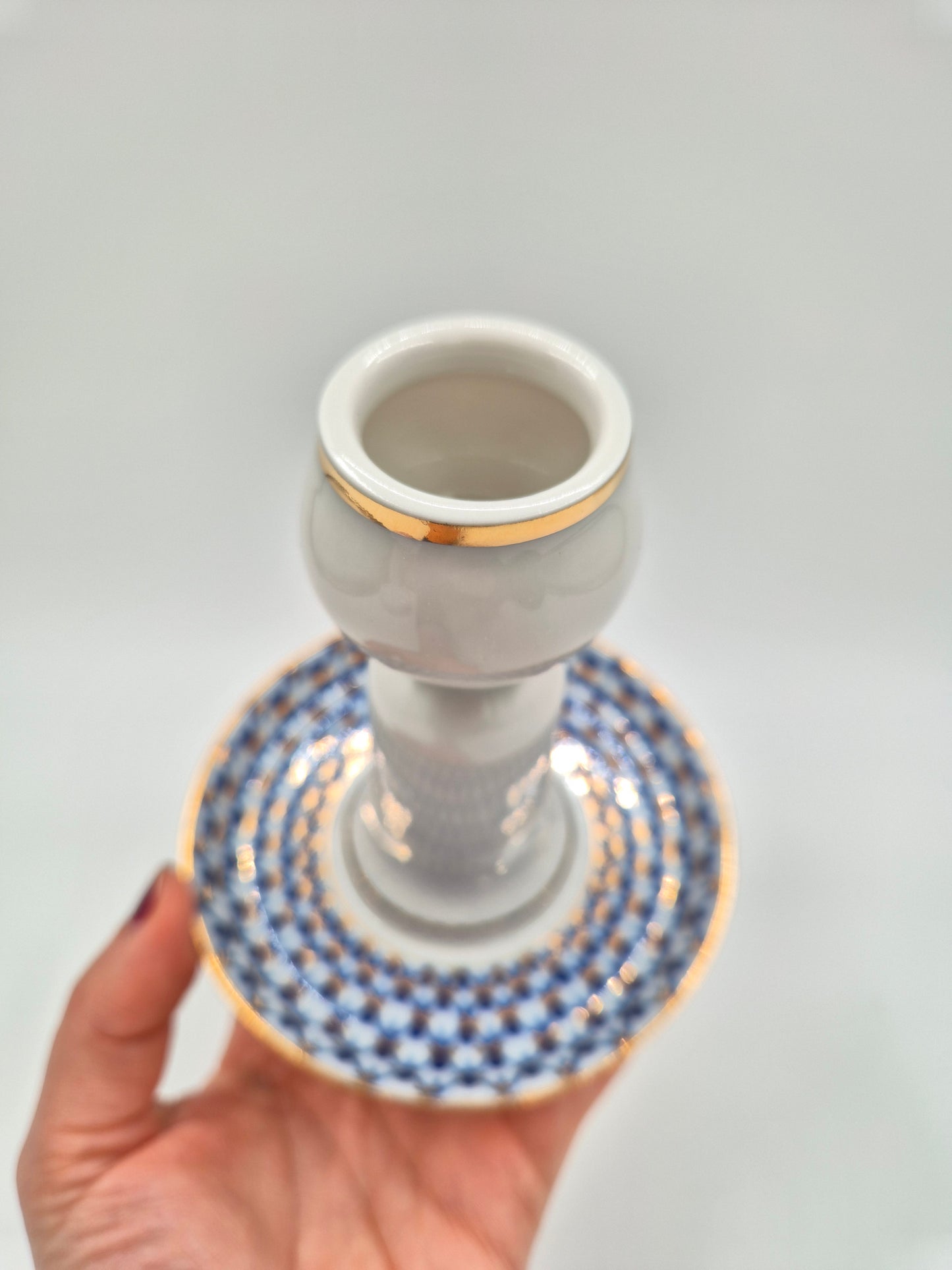 Lomonosov Cobalt Net Candle Holder