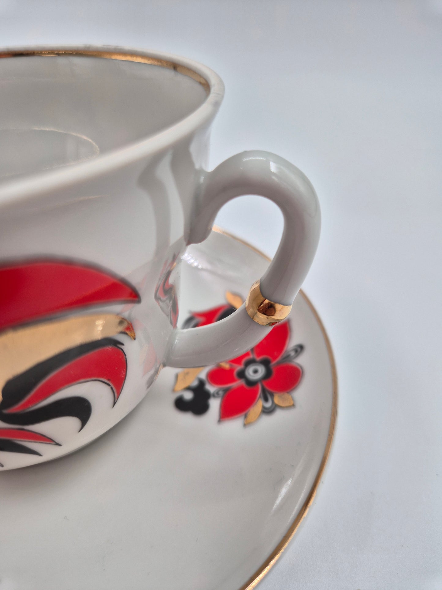 Lomonosov Tea Cups Set Rooster