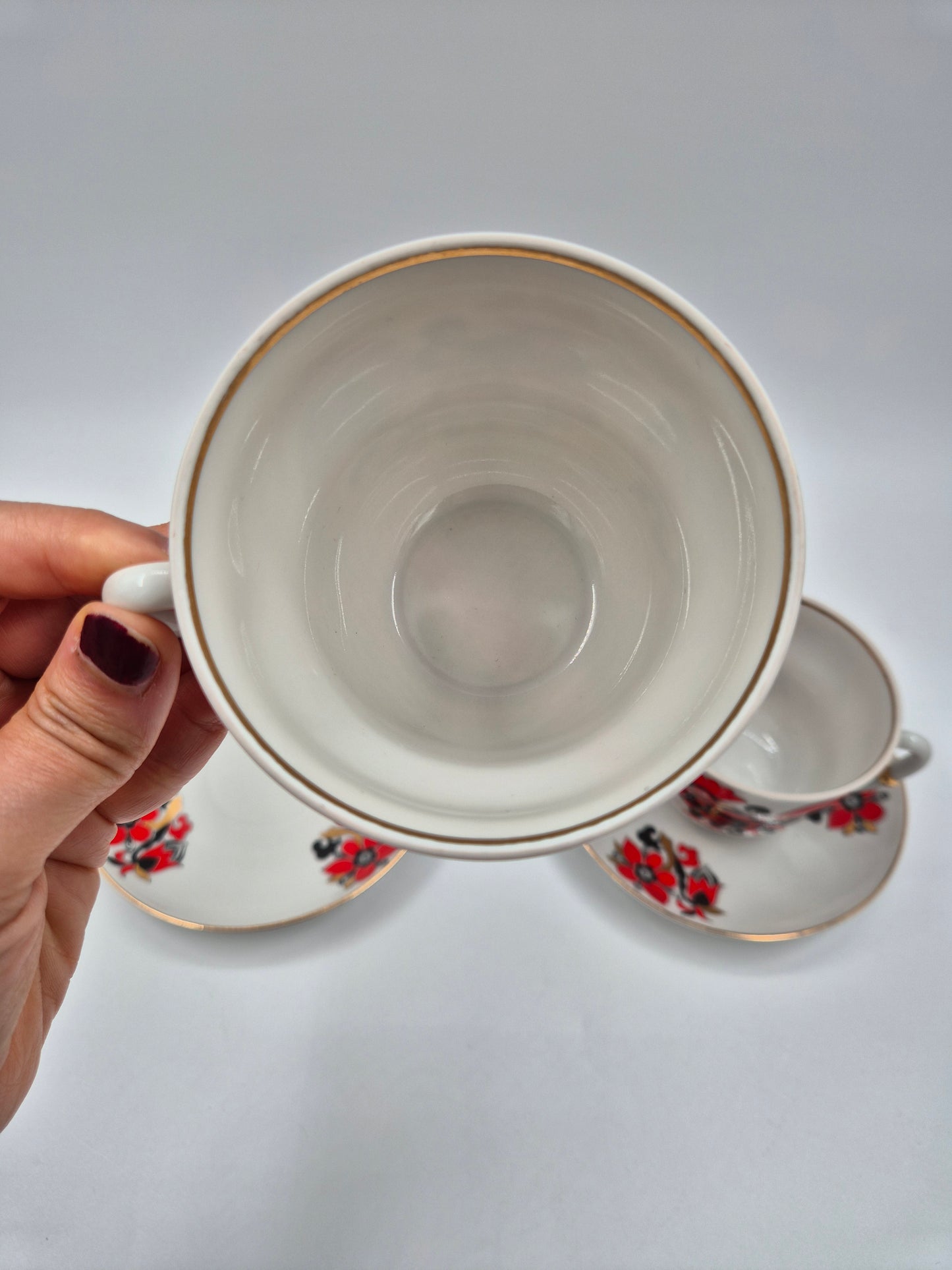 Lomonosov Tea Cups Set Rooster