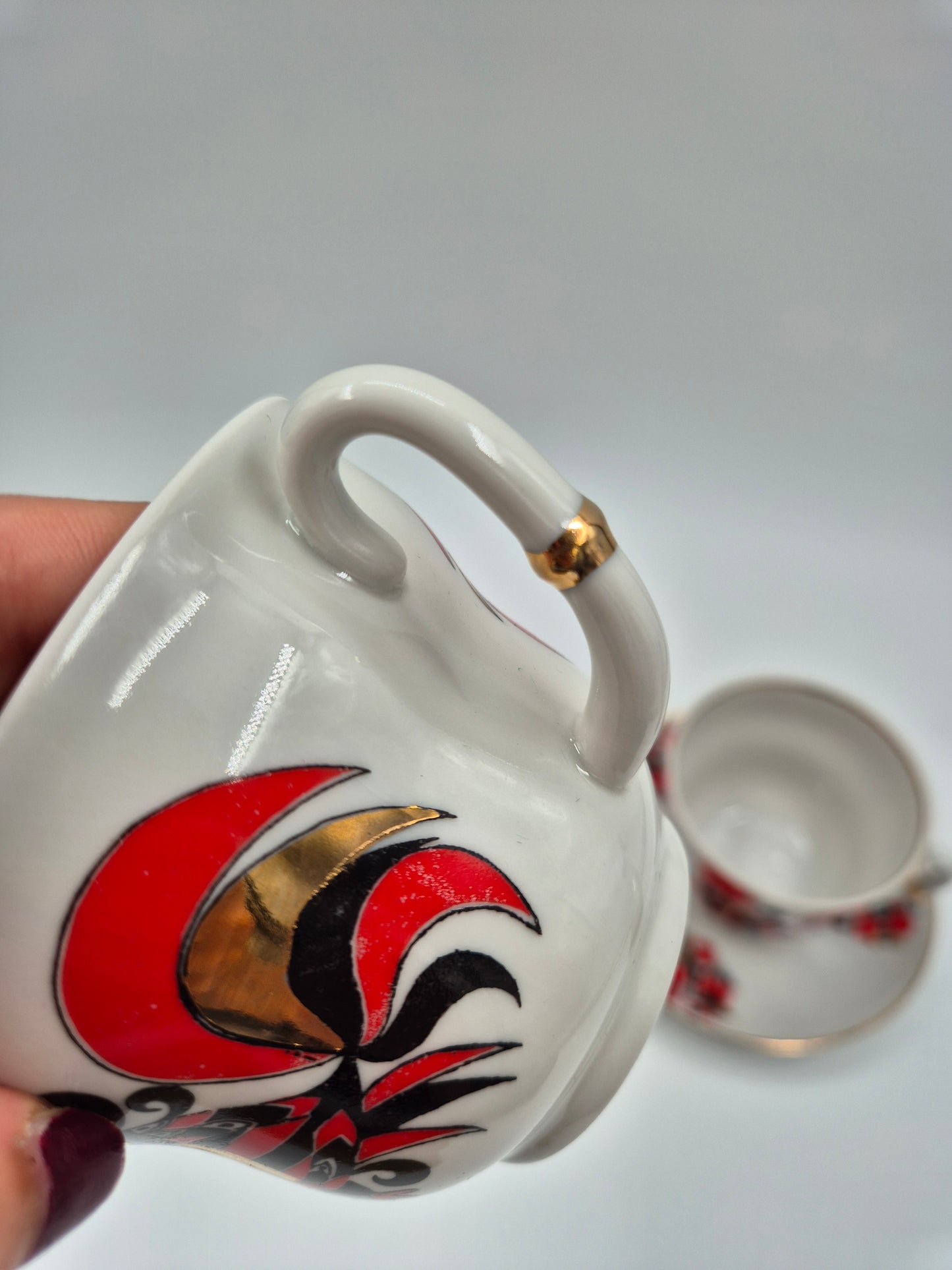 Lomonosov Tea Cups Set Rooster
