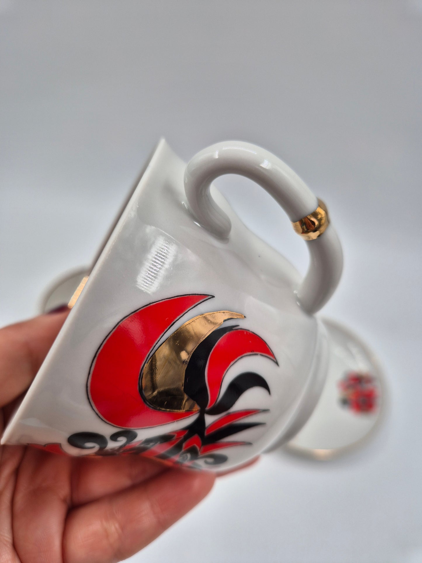 Lomonosov Tea Cups Set Rooster