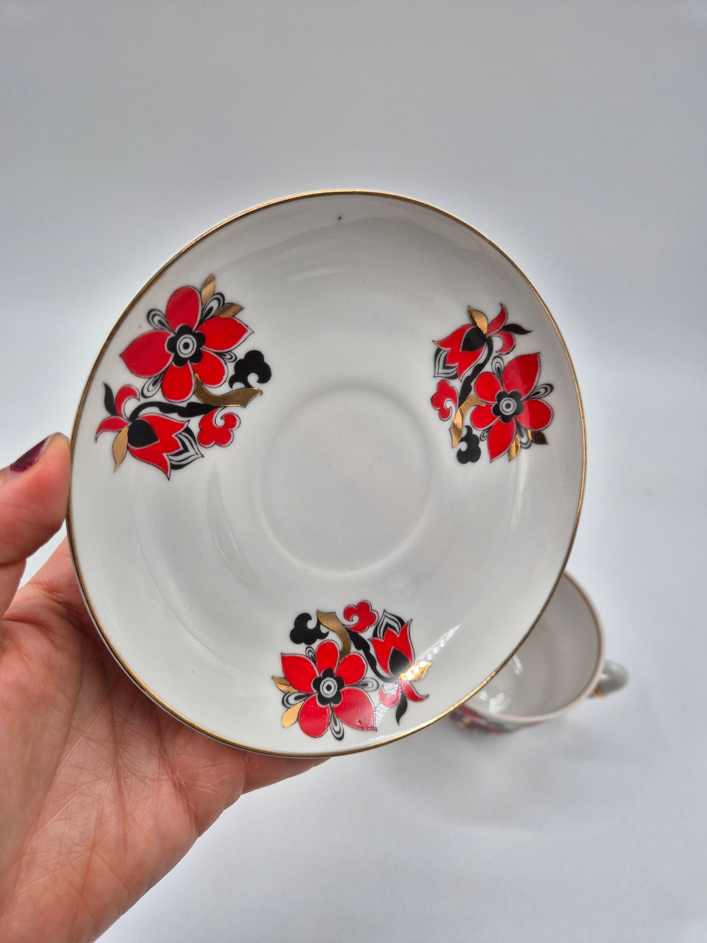 Lomonosov Tea Cups Set Rooster