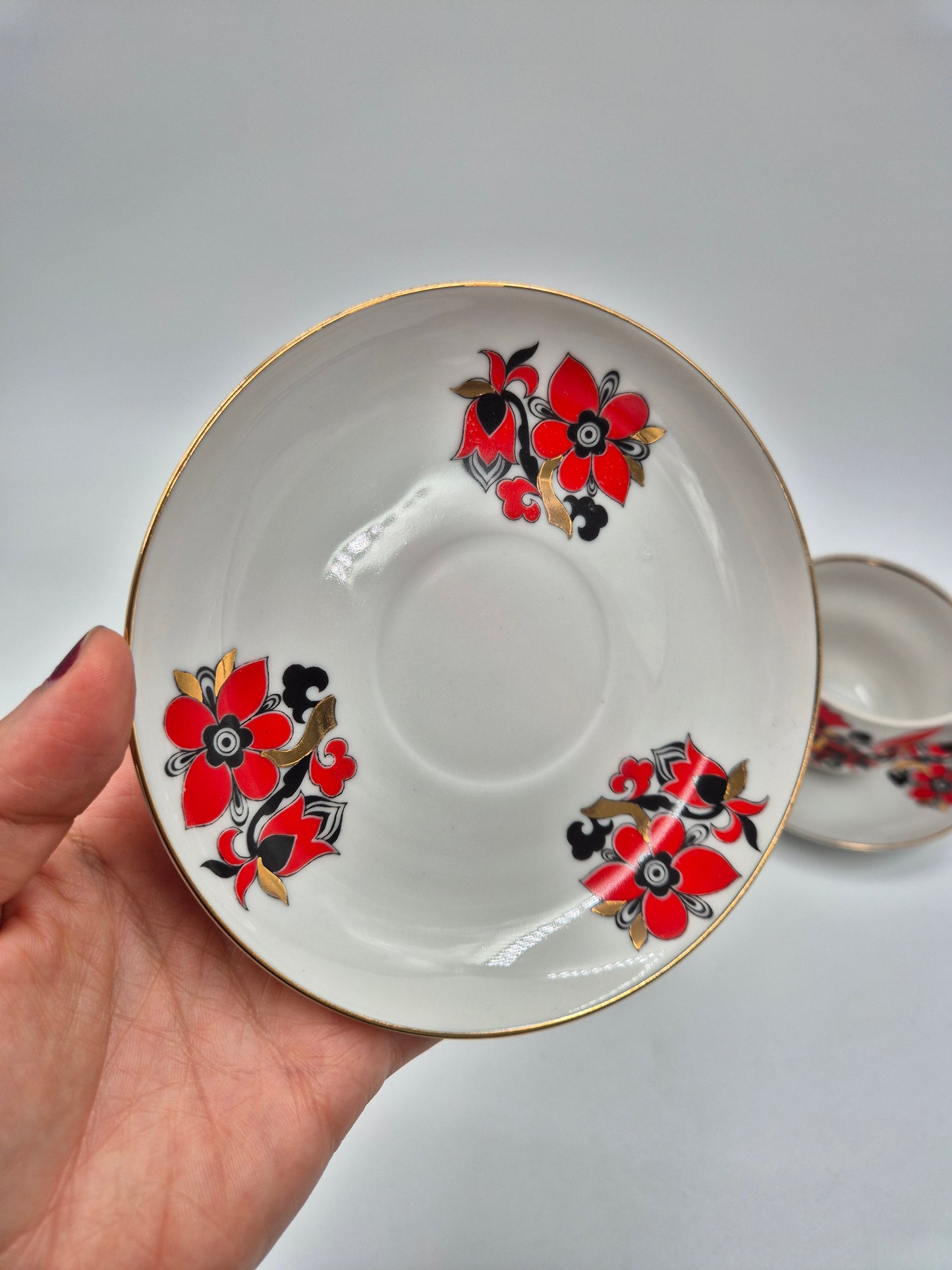 Lomonosov Tea Cups Set Rooster