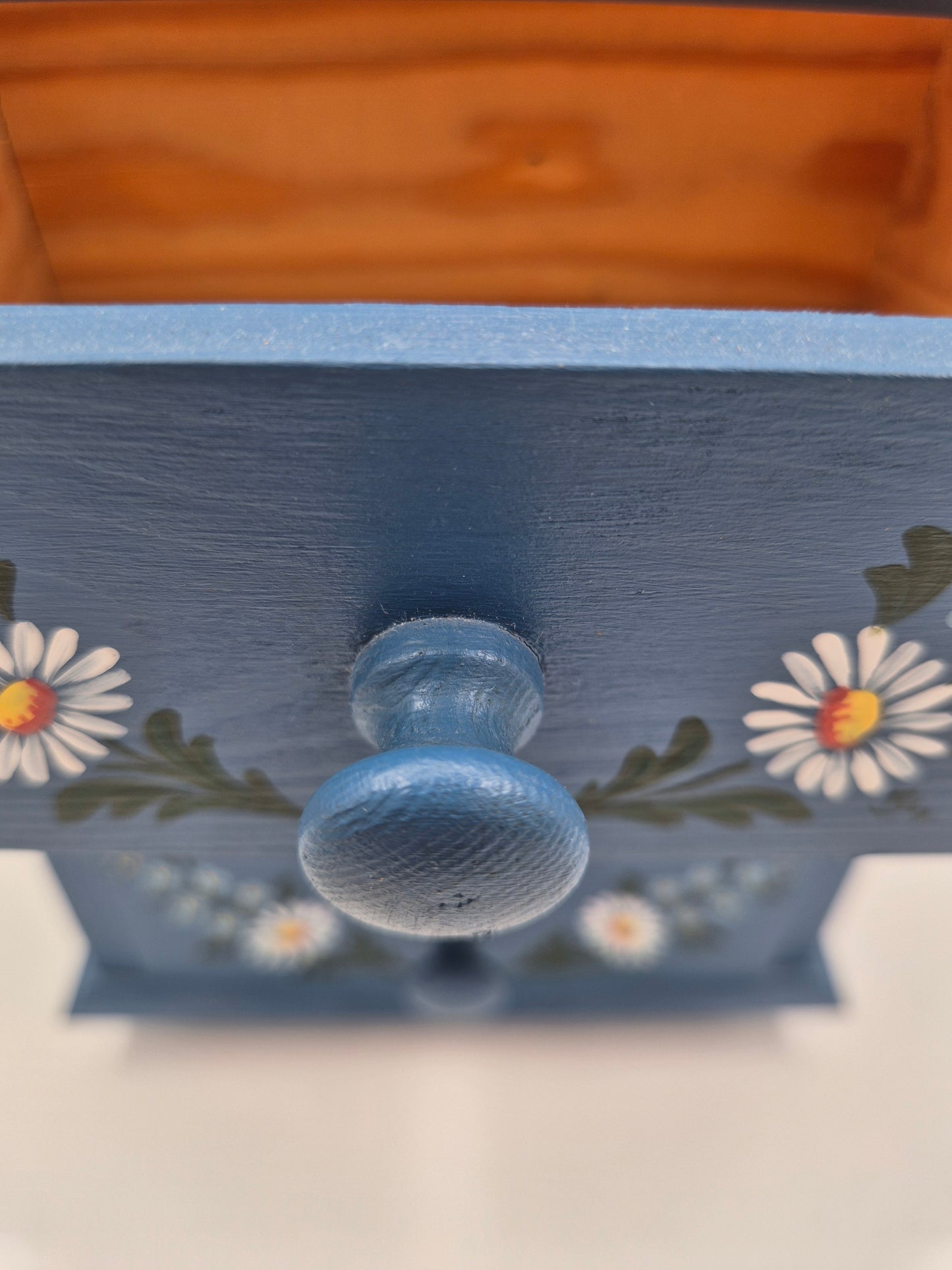 Vintage Hand-Painted Wooden Jewelry Box with Drawers – Finnish Folk Style