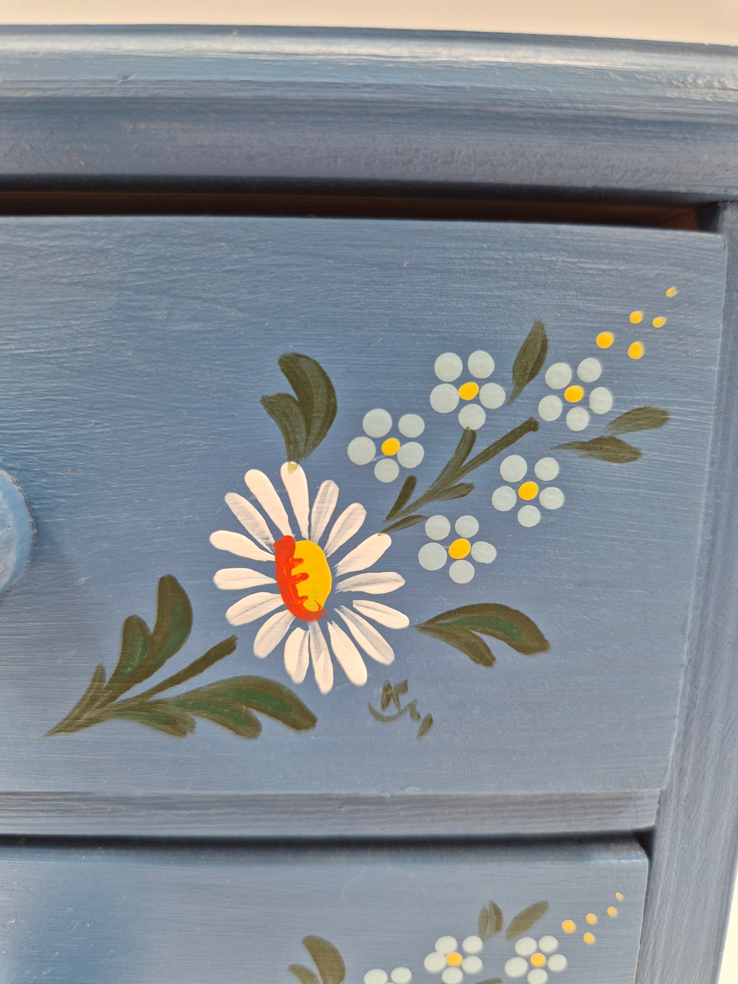 Vintage Hand-Painted Wooden Jewelry Box with Drawers – Finnish Folk Style