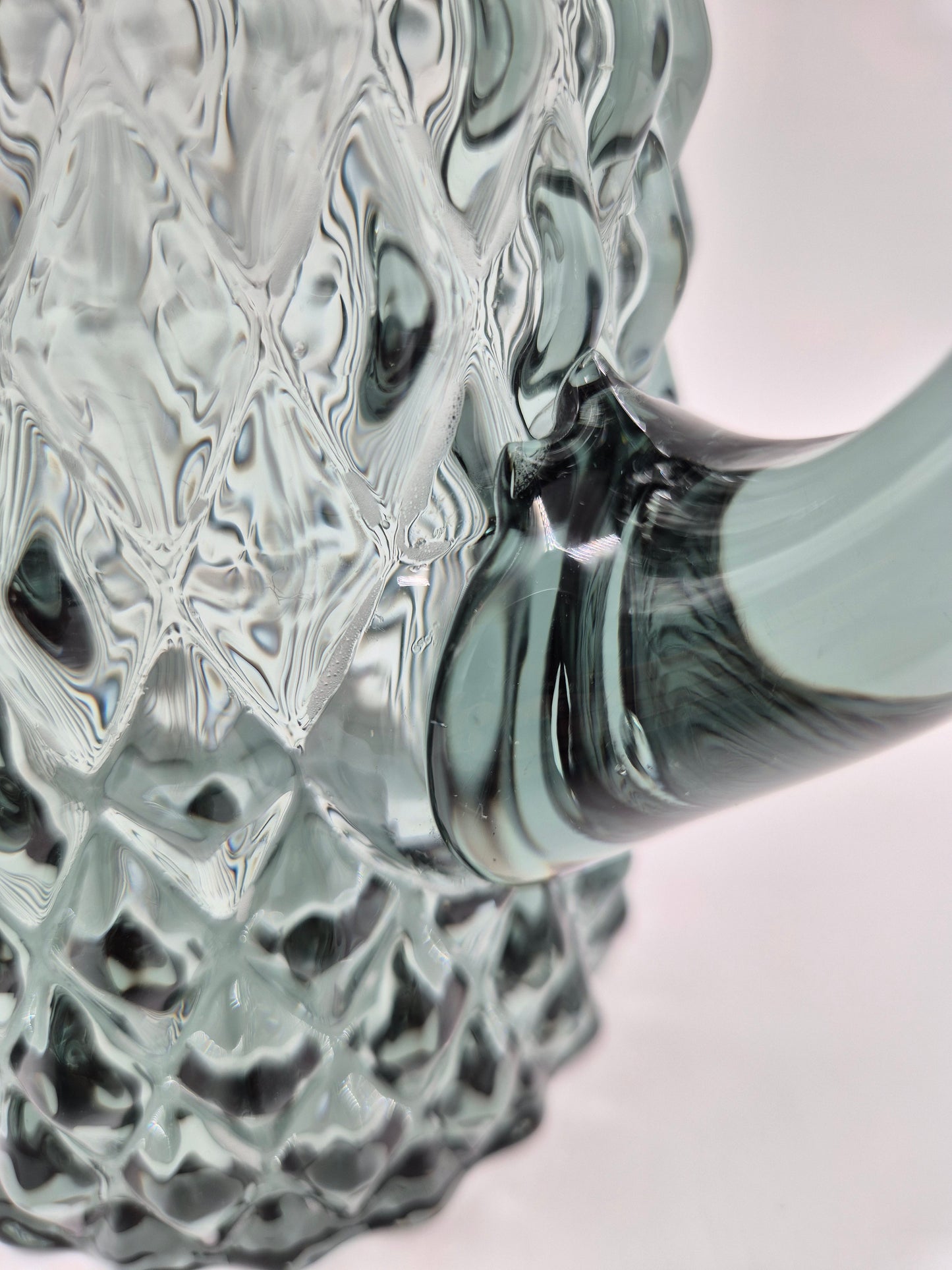 Vintage Pressed Glass Pitcher – Textured Smoky Grey Ice Water Carafe 21.5 cm