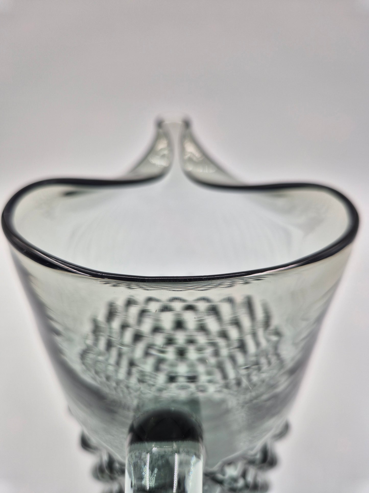 Vintage Pressed Glass Pitcher – Textured Smoky Grey Ice Water Carafe 21.5 cm
