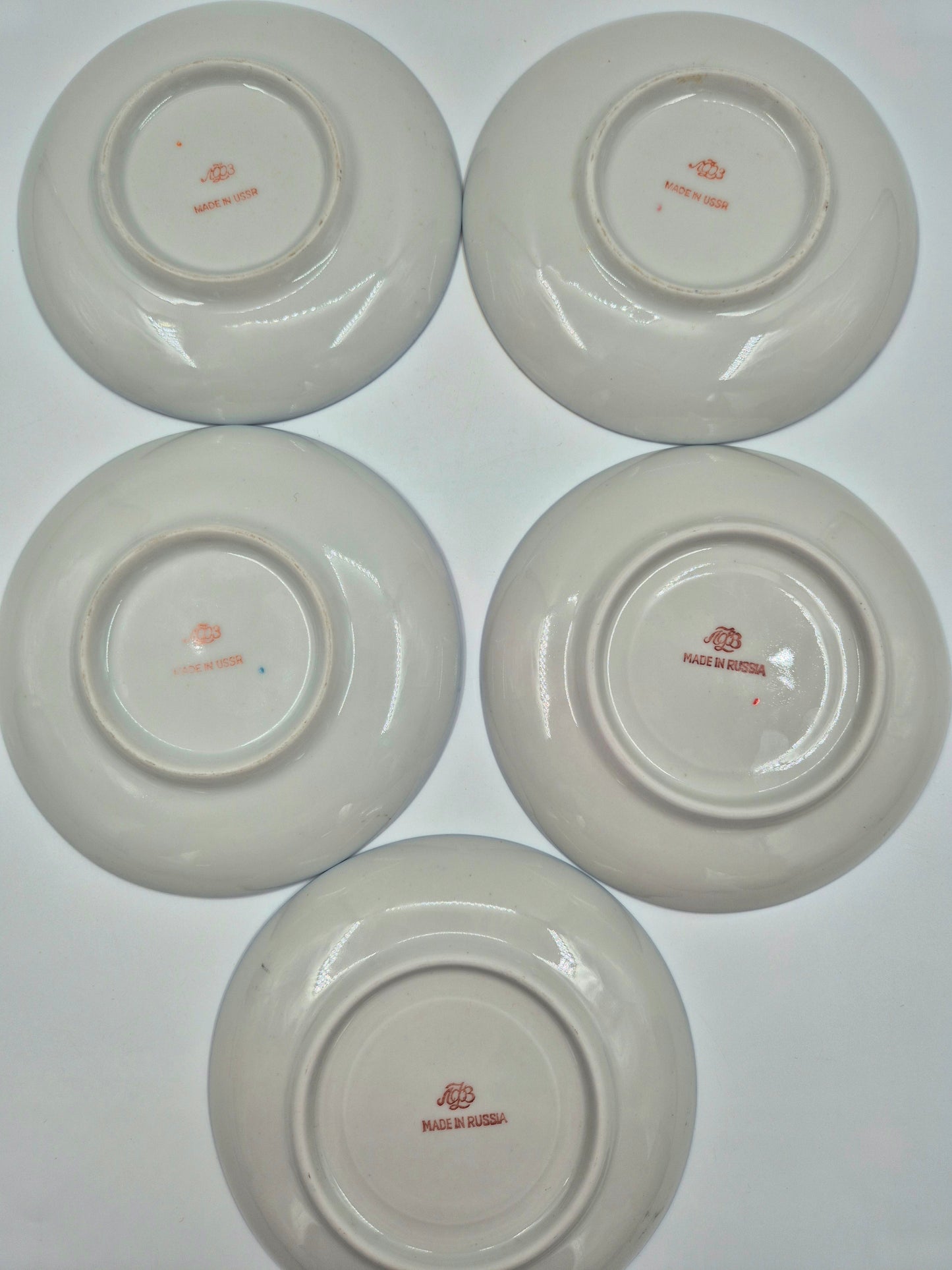 Set of 5 Lomonosov Golden Frieze Tea Cups with Saucers – Cobalt Blue & Gold Russian Porcelain