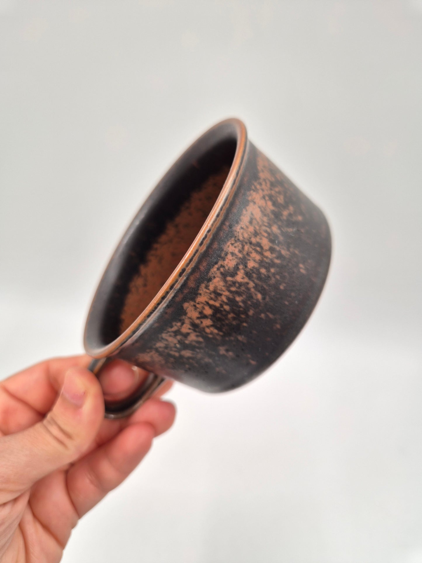 Set of 4 Arabia Ruska Tea Cup – Vintage Finnish Stoneware Cups and Saucers – Mid Century Nordic Brown Pottery