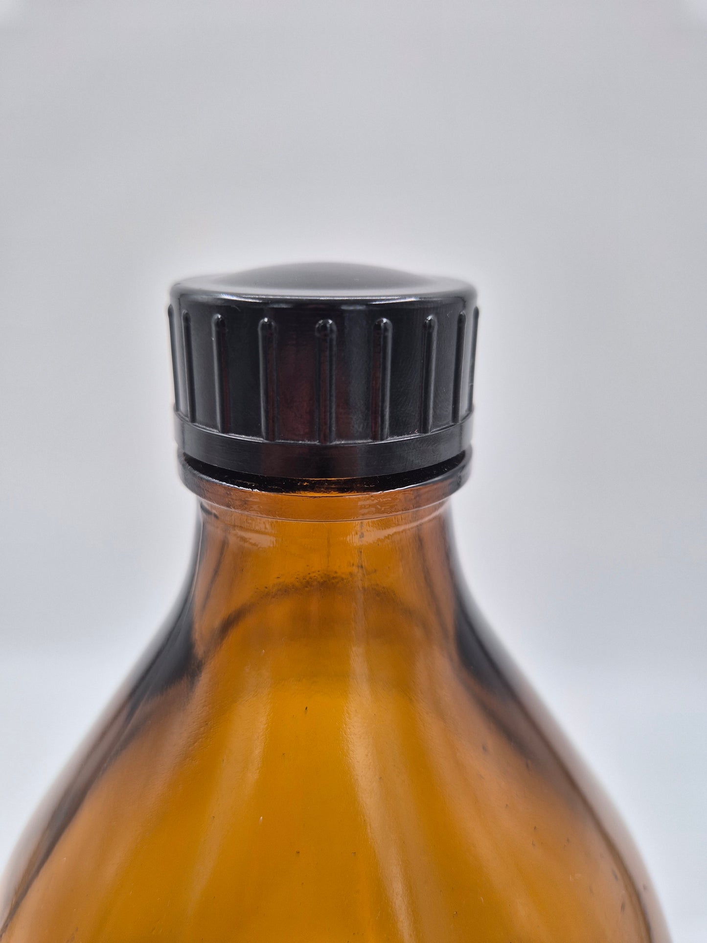 Vintage Apothecary Bottle “DERMIN” – Amber Glass Pharmacy Bottle with Black Cap – 28 cm