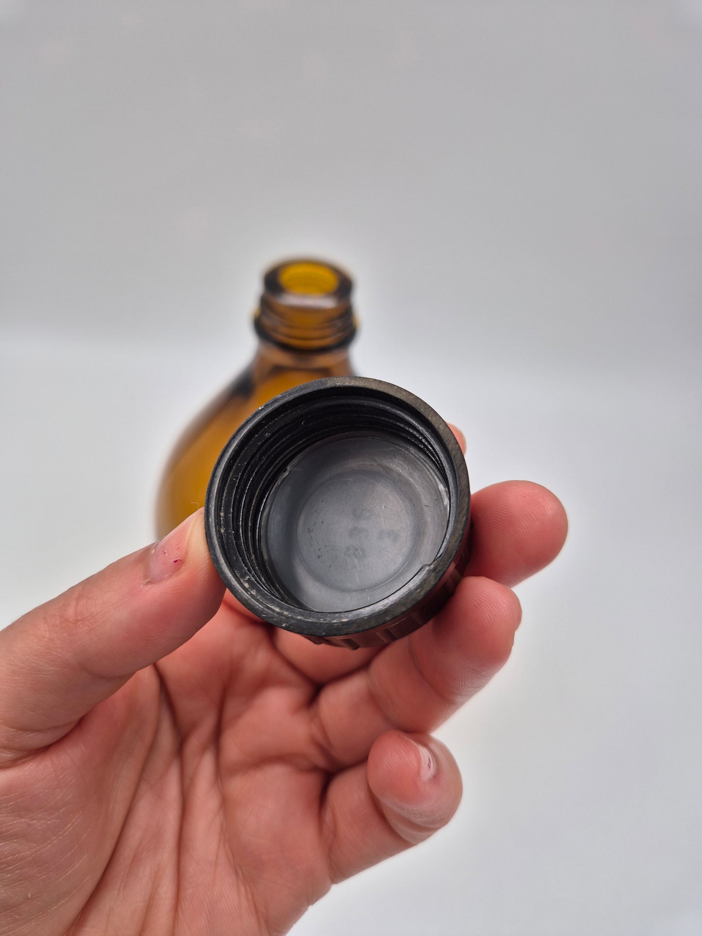 Vintage Apothecary Bottle “DERMIN” – Amber Glass Pharmacy Bottle with Black Cap – 28 cm