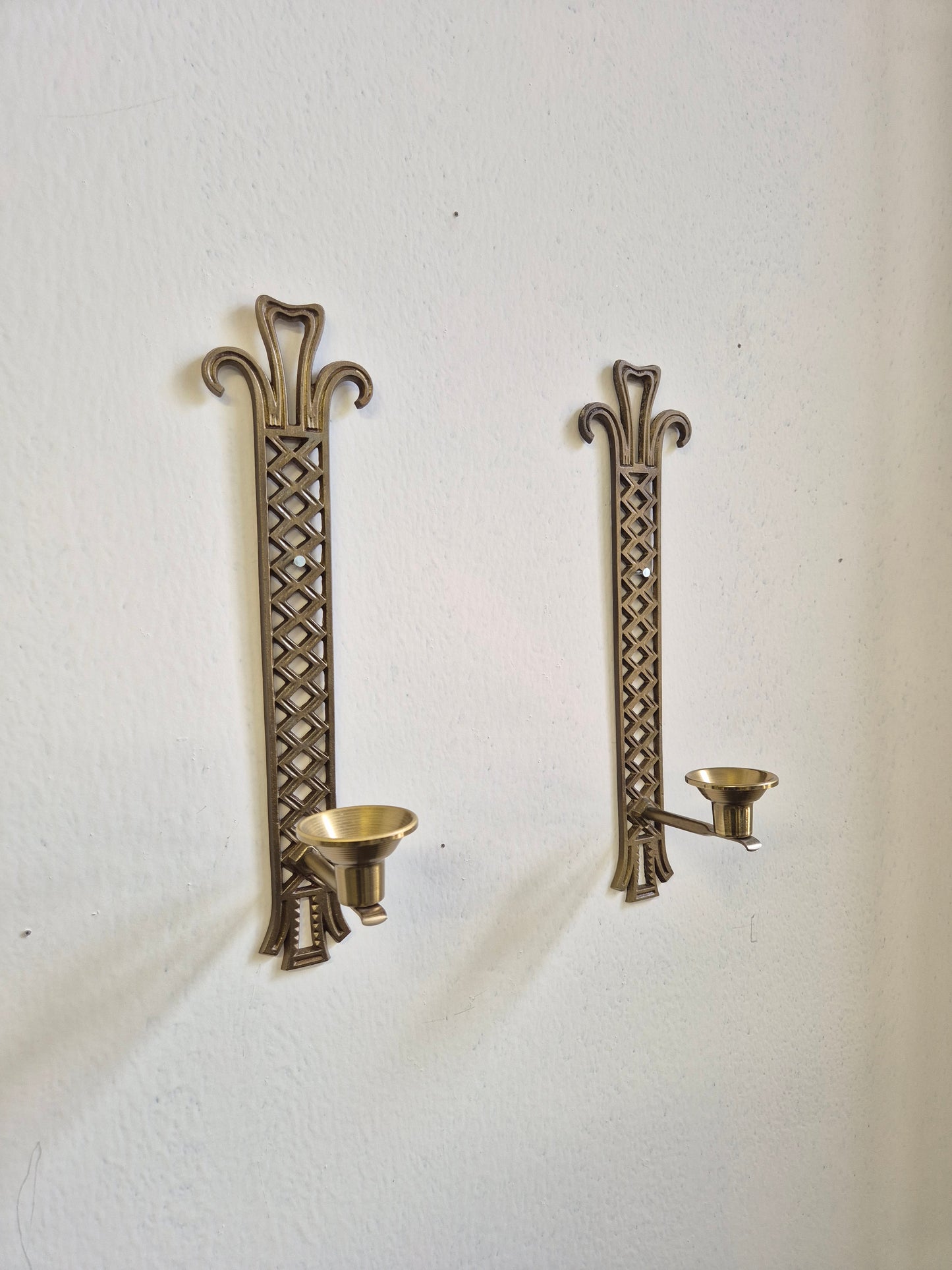 Pair of Vintage Brass Wall Candle Sconces