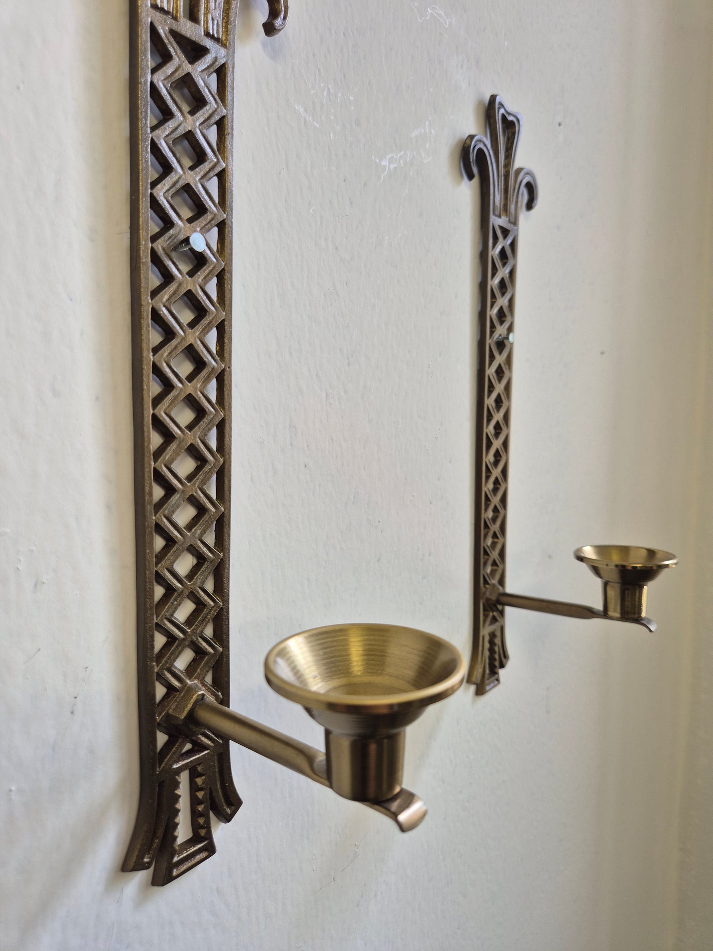 Pair of Vintage Brass Wall Candle Sconces